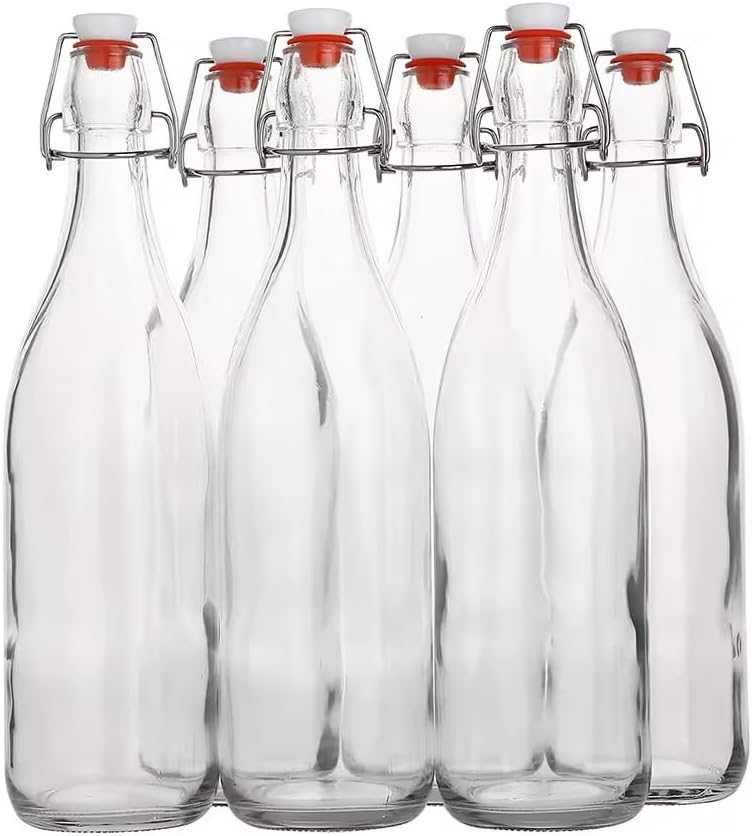 6 x 1 L Bügelflaschen – Glasflaschen mit Bügelverschluss