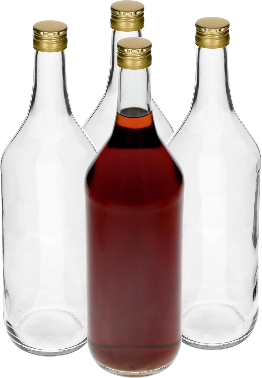 4 x Glasflaschen 1 L – Leere Flaschen mit Schraubverschluss