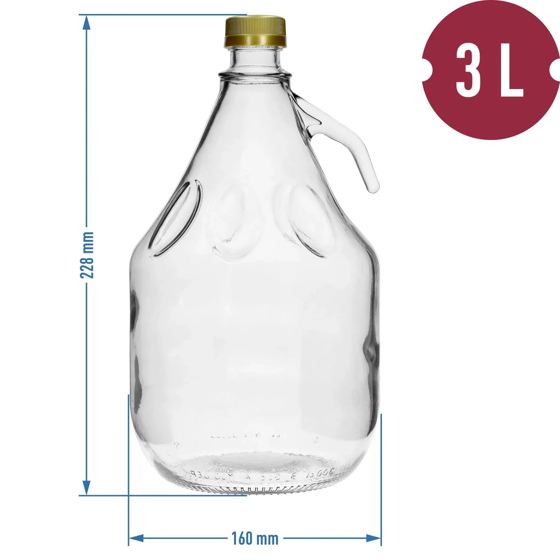 3L Glasflasche mit Schraubverschluss & Griff für Wein – lilawelt24
