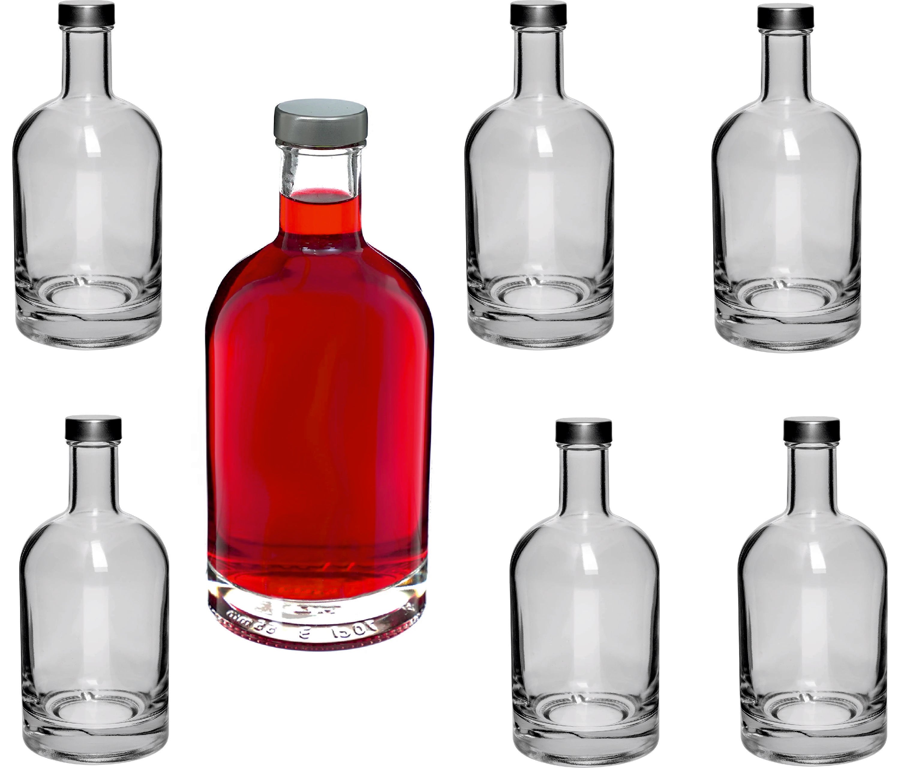 6× 500 ml bauchige Glasflaschen mit Schraubverschluss – lilawelt24