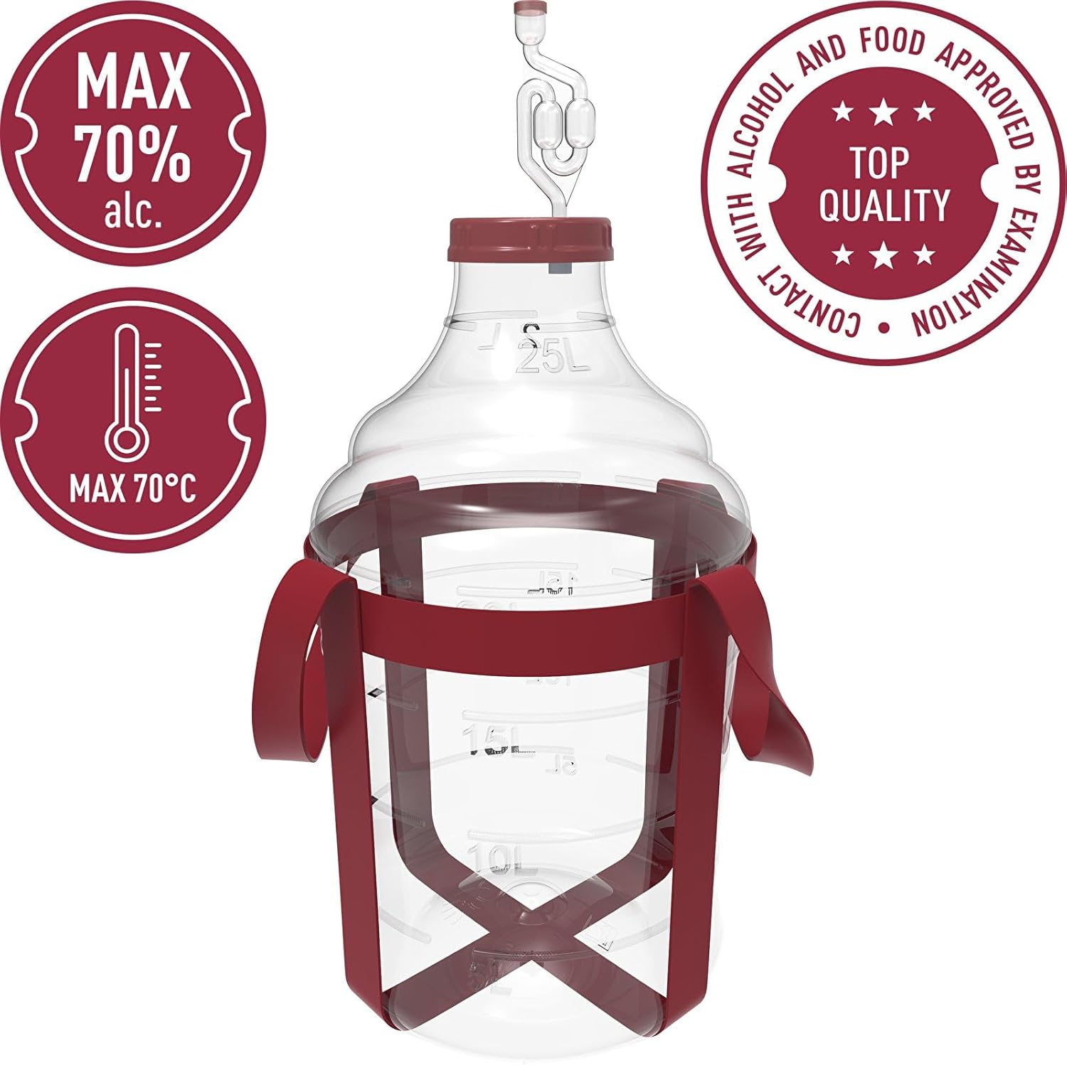 10 L Gärballon aus Kunststoff (PET) mit Gurten – Leicht, Sicher & Transparent