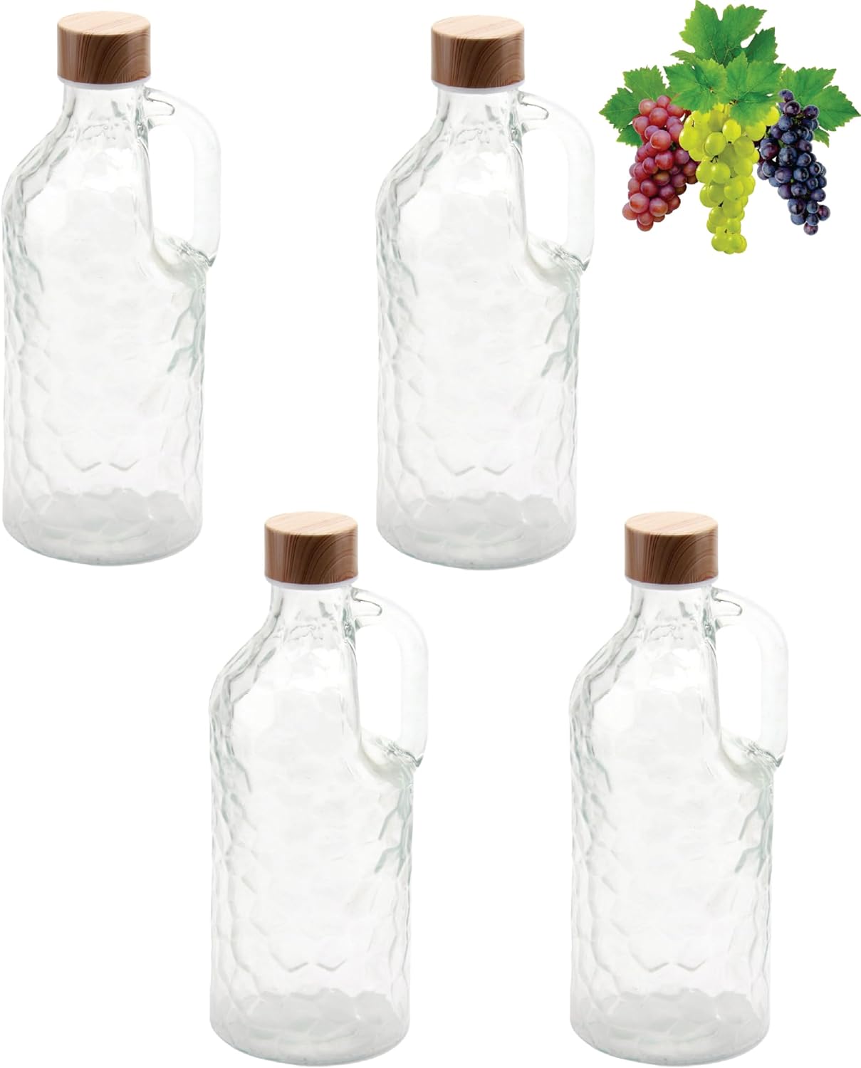 4× 1 L Glasflaschen mit Griff und Schraubverschluss – lilawelt24