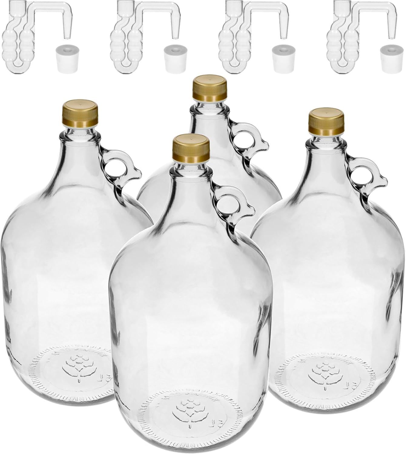 4 × 5 L Glasballon Set – Mit Schraubverschluss, Gummistopfen & Gärröhrchen
