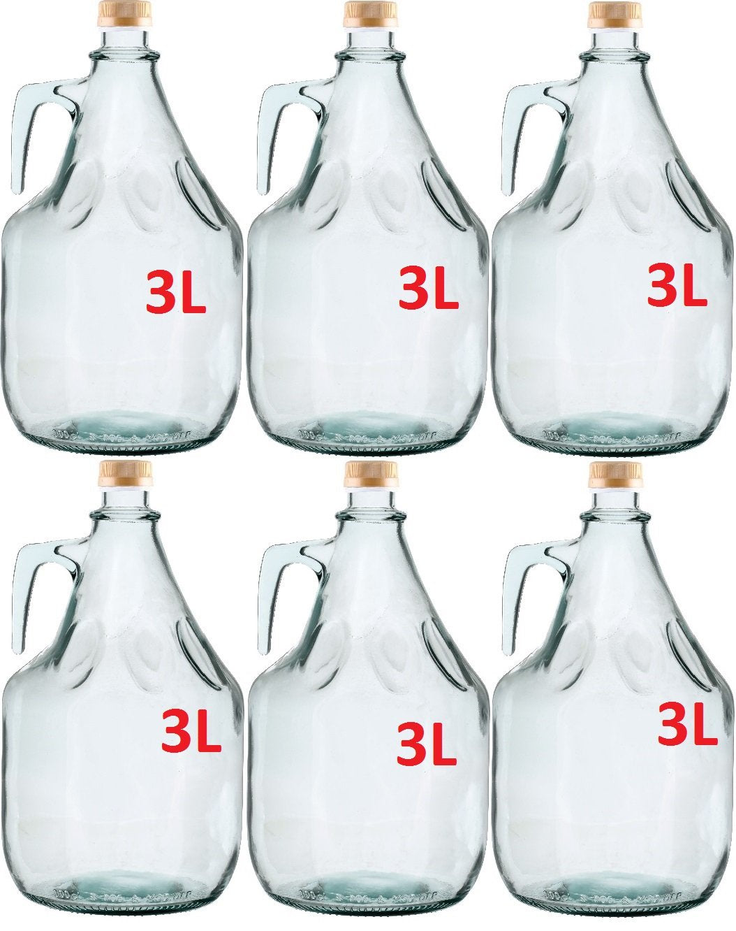 6 × 3 L Glasflasche mit Schraubverschluss – Ideal für Wein, Likör & Gärung