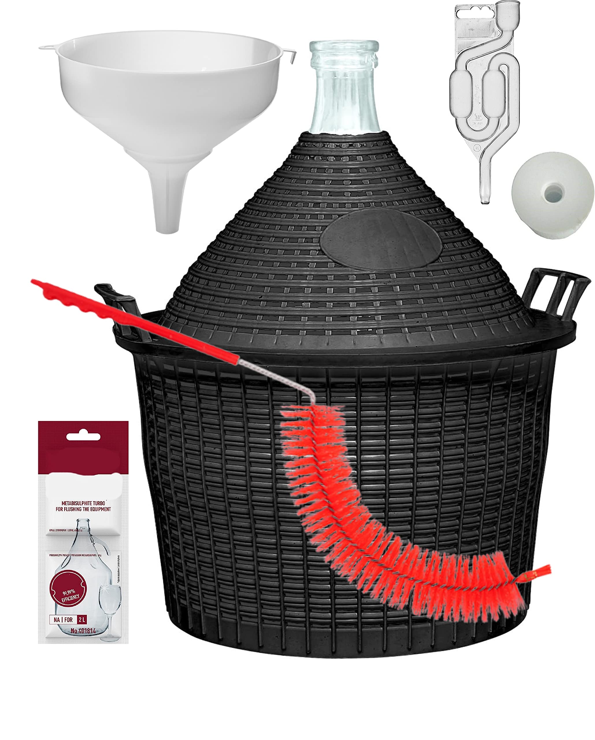 Weinset 10L – Gärballon im Schutzkorb mit Zubehör – lilawelt24