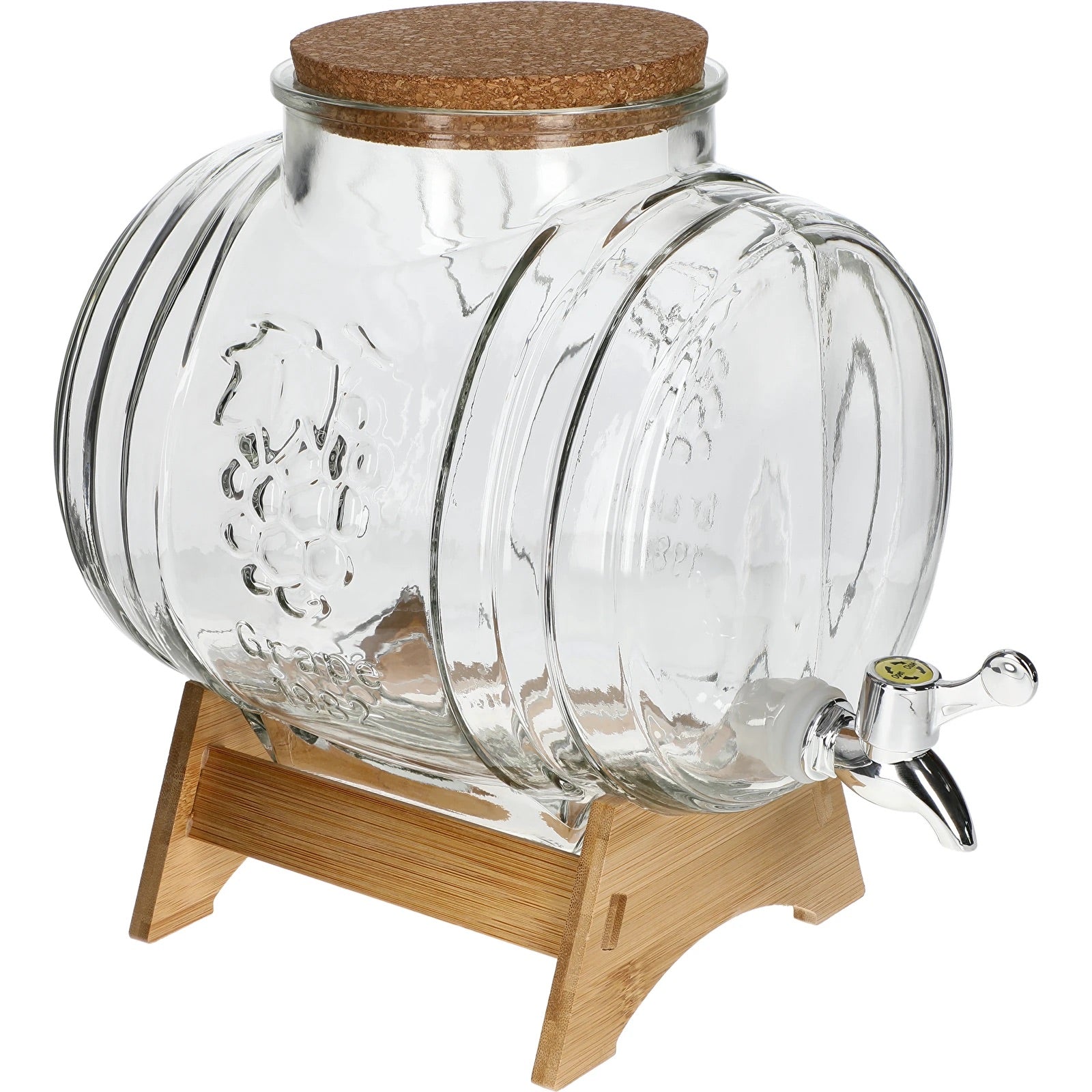 5 L Glasfässchen mit Holzständer & Zapfhahn – eleganter Getränkespender für Wein & Whisky