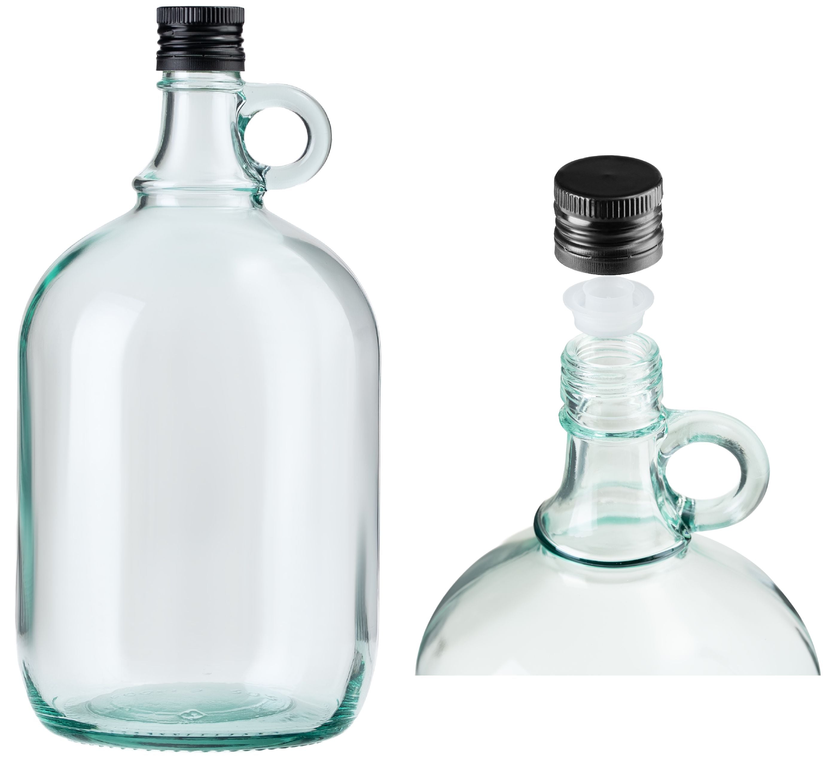 2L Glasflasche mit rundem Griff & Ausgießer – für Öl, Liköre & Wein