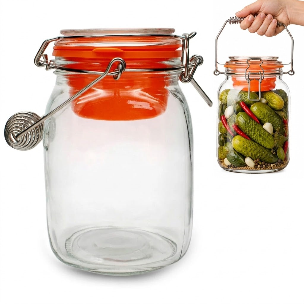 1,5L Premium Fermentierglas mit Niederhalter & Beschwerer