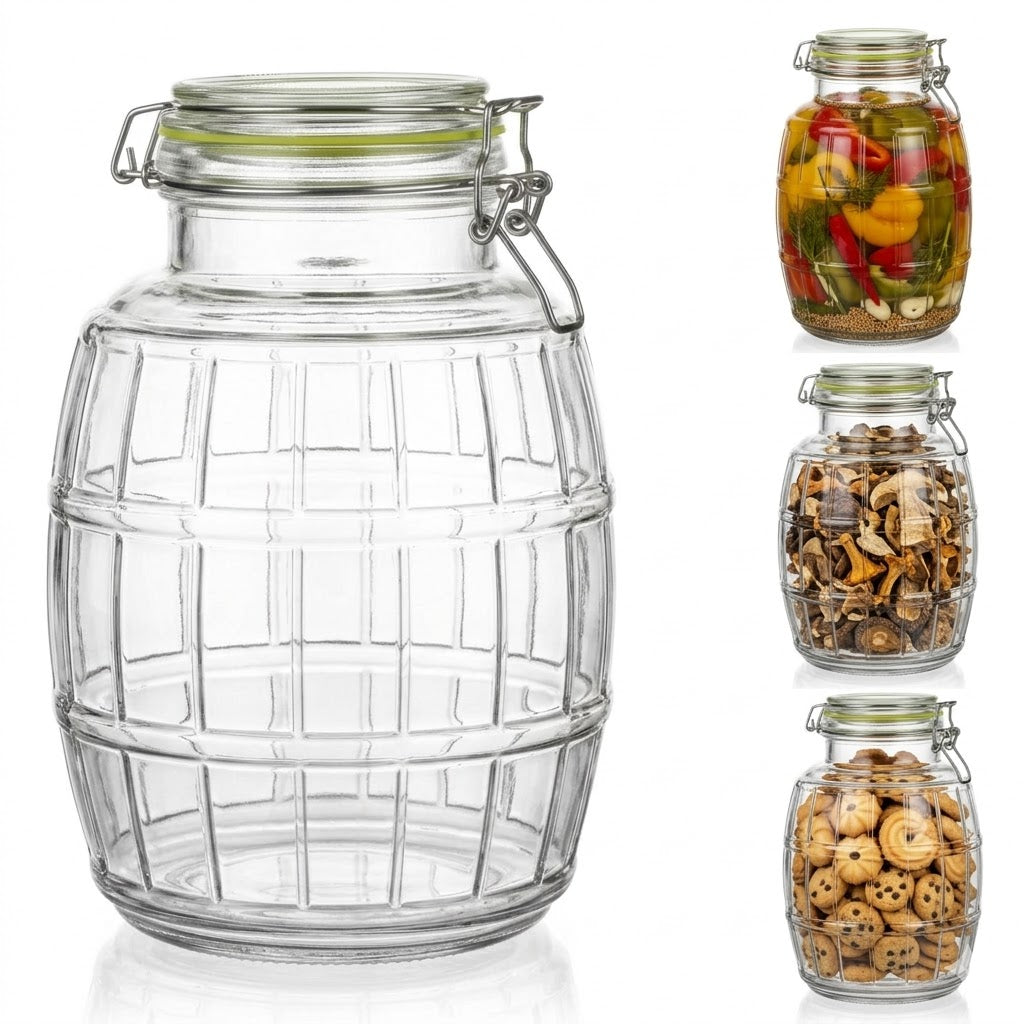3,9 L Einmachglas mit Bügelverschluss – Vorratsglas Fassoptik – lilawelt24