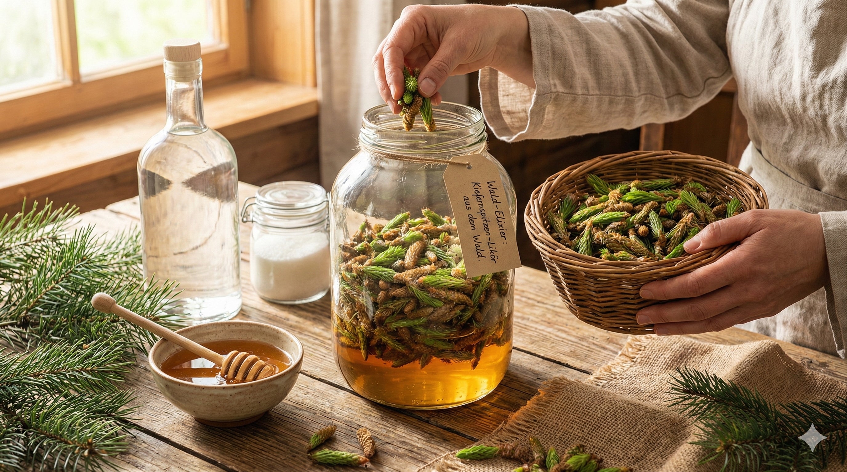 Das Elixier direkt aus dem Wald: Unser Rezept für goldenen Kiefernspitzen-Likör