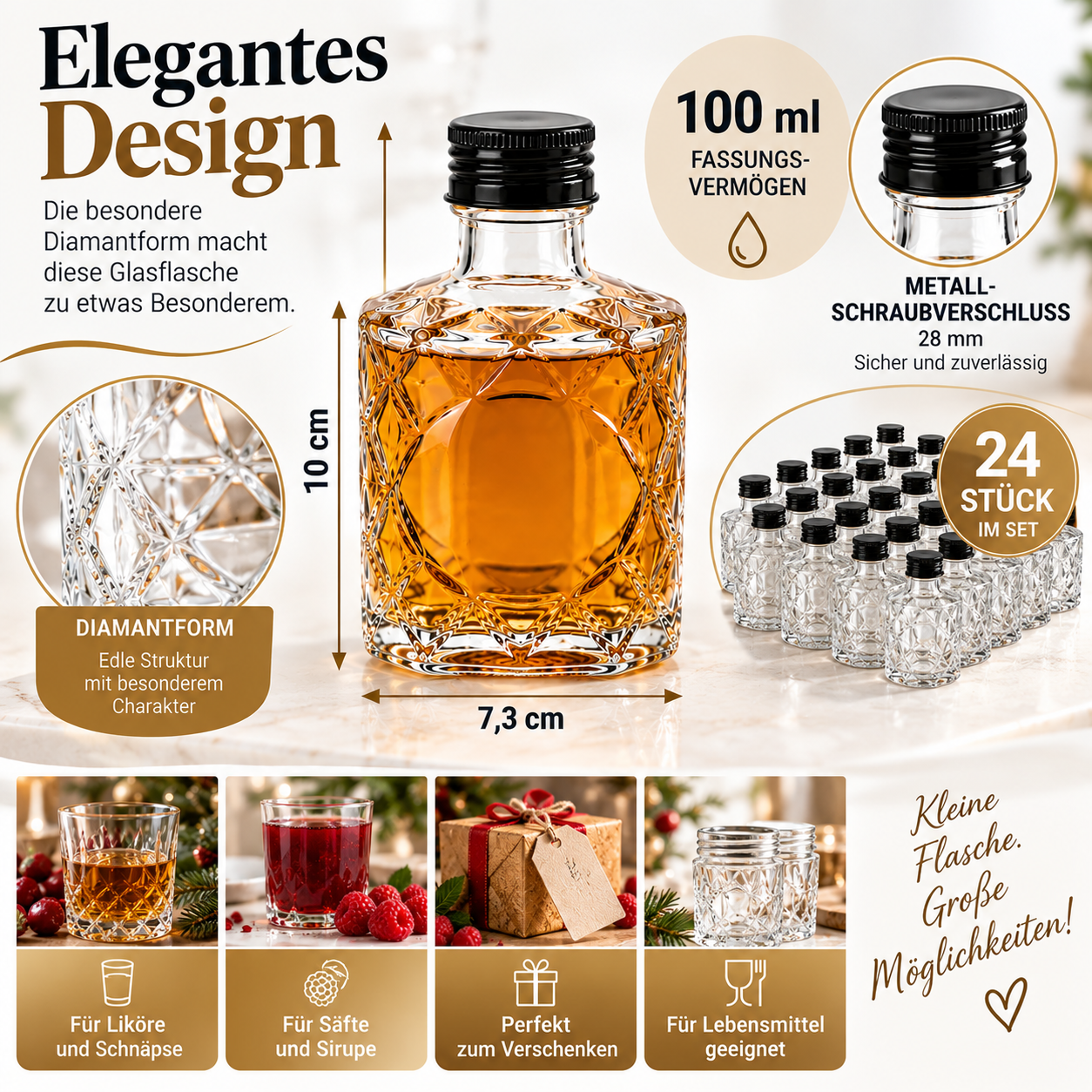 24x  kleine Glasflaschen 100 ml