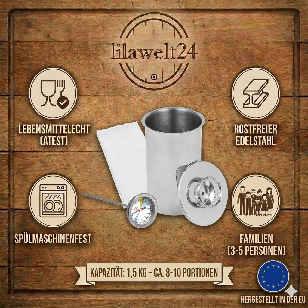 Schinkenkocher Set 1,5 kg – mit Thermometer & 20 Beuteln für hausgemachten Aufschnitt