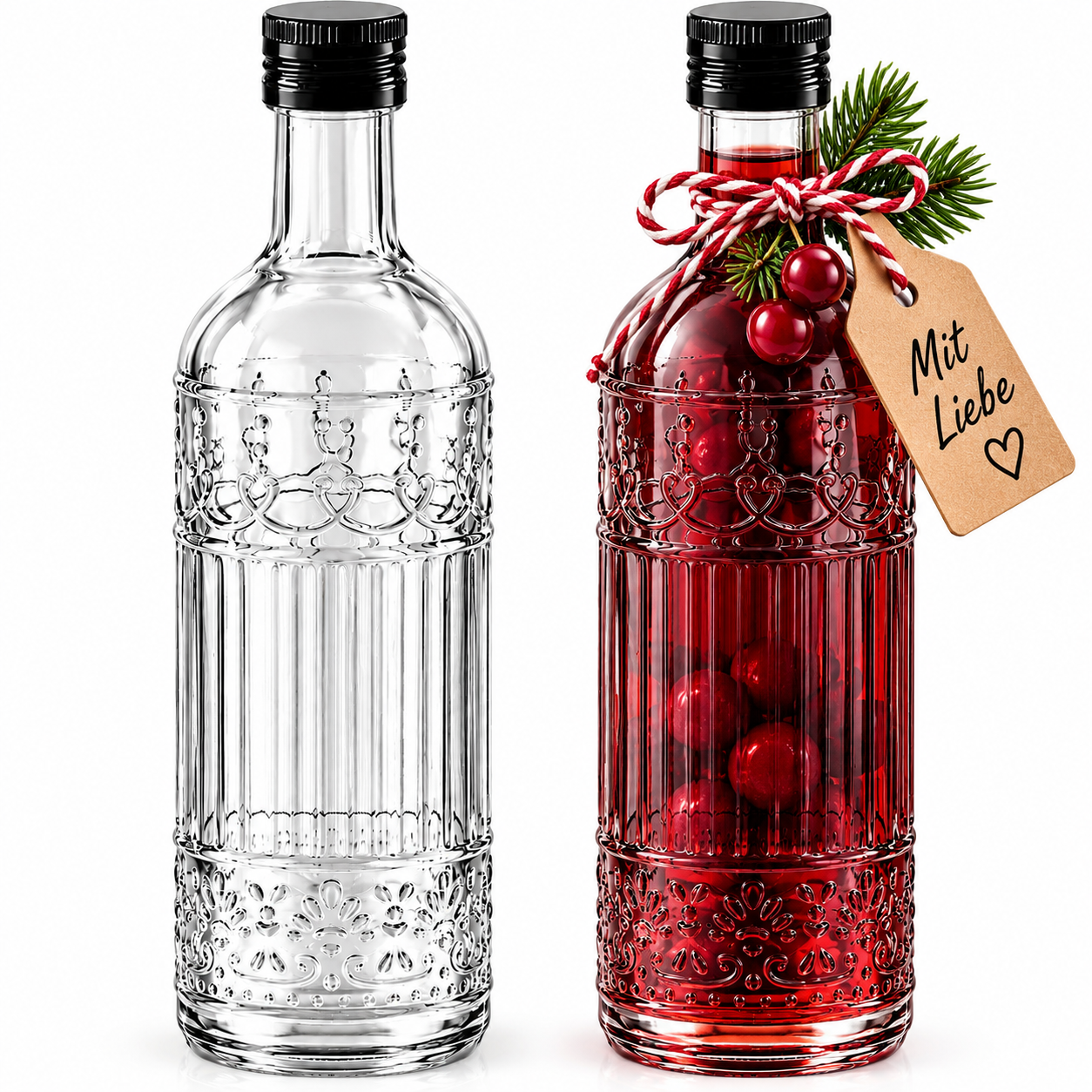 12x Likörflasche 500 ml aus Glas