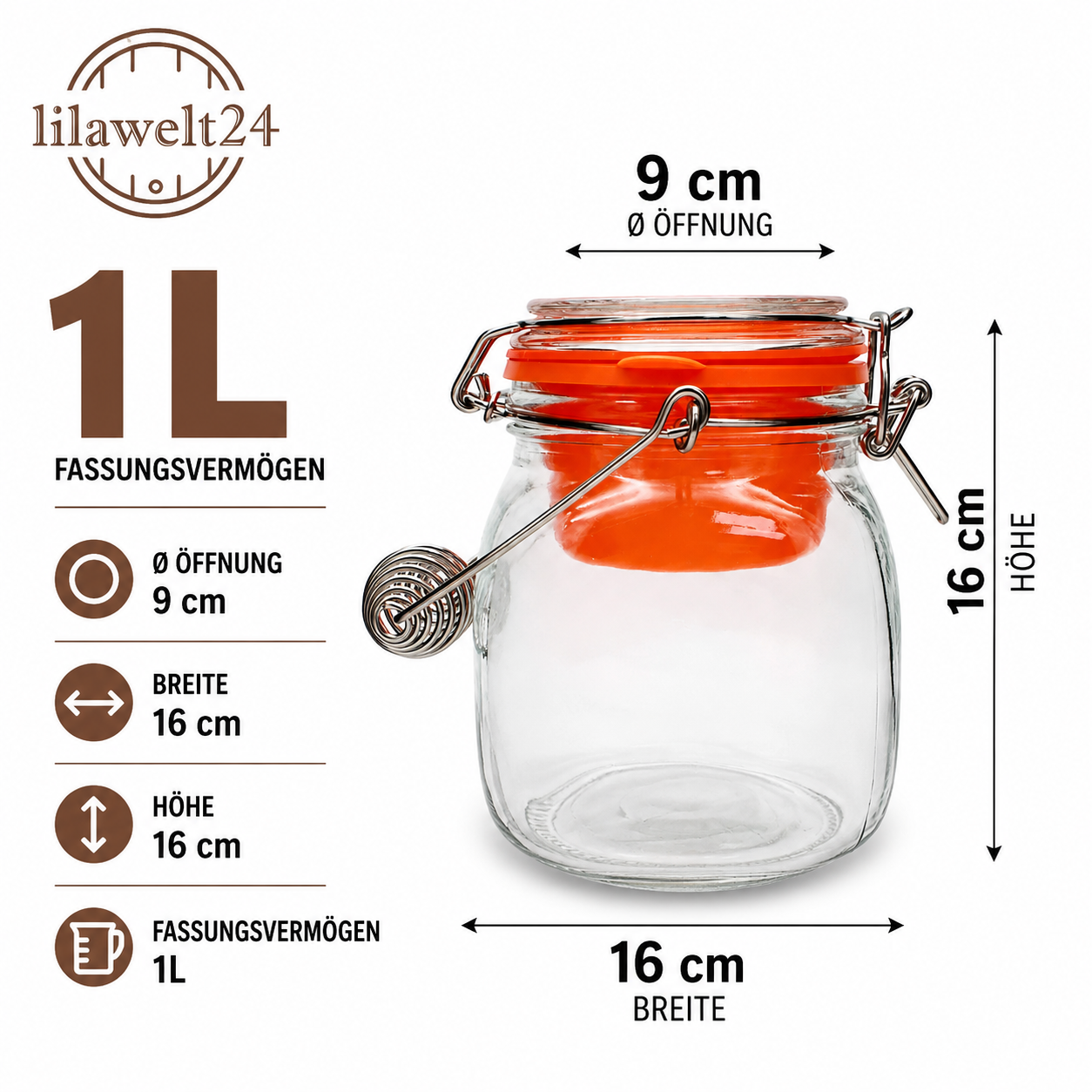 1L Premium Fermentierglas mit Niederhalter & Beschwerer
