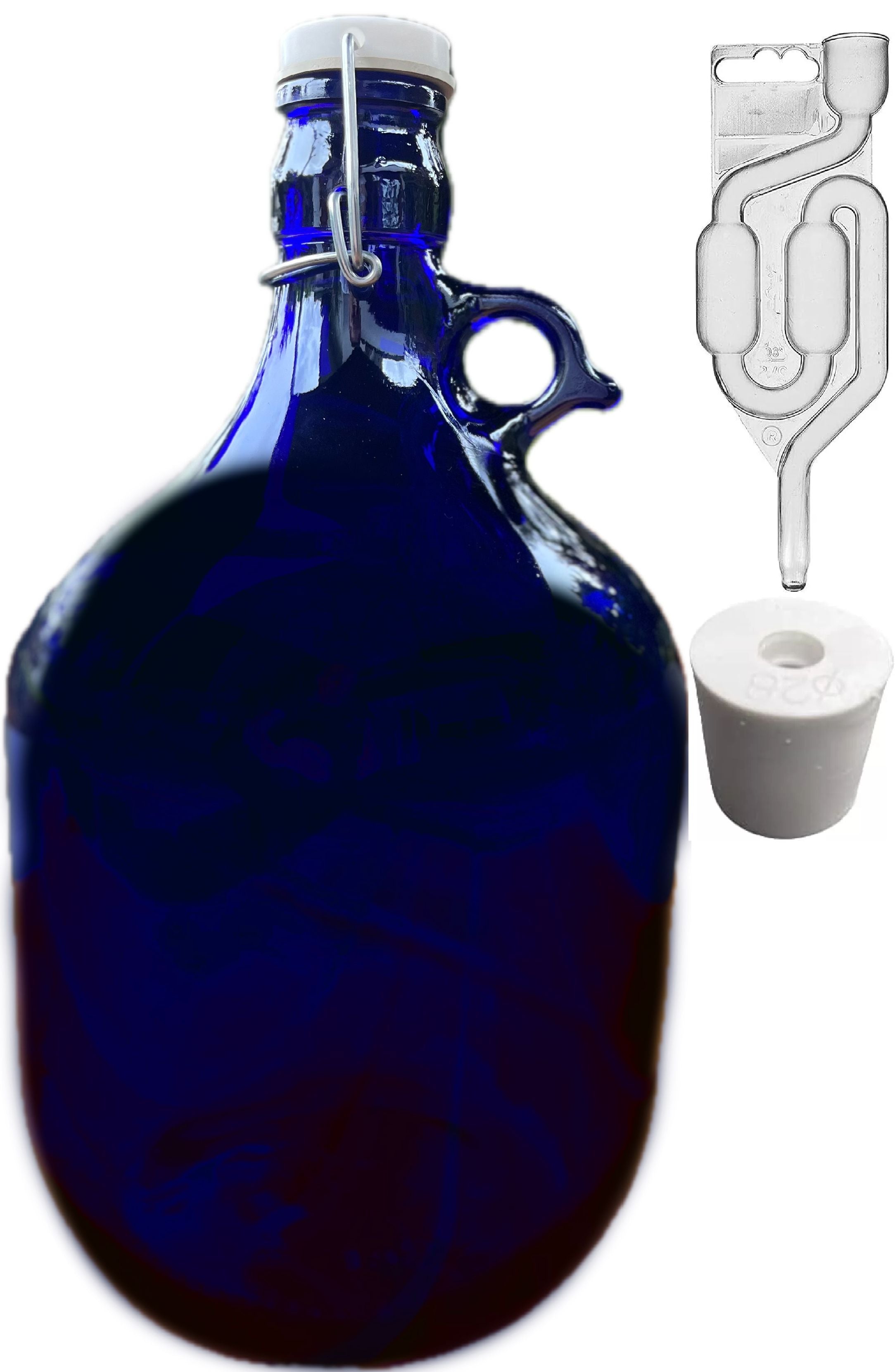 1x Set 5L Premium Blaue Bügelflasche + STOPFEN + GÄRRÖHRCHEN