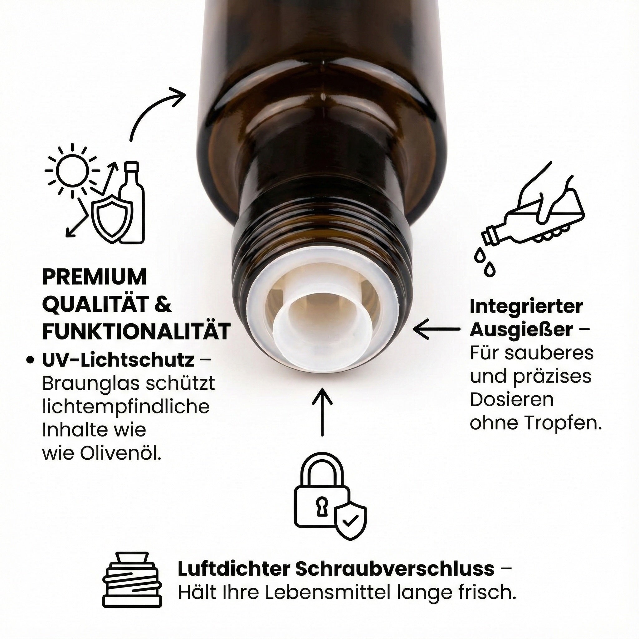 15x 100ml Glasflaschen mit Ausgießer & Schraubverschluss