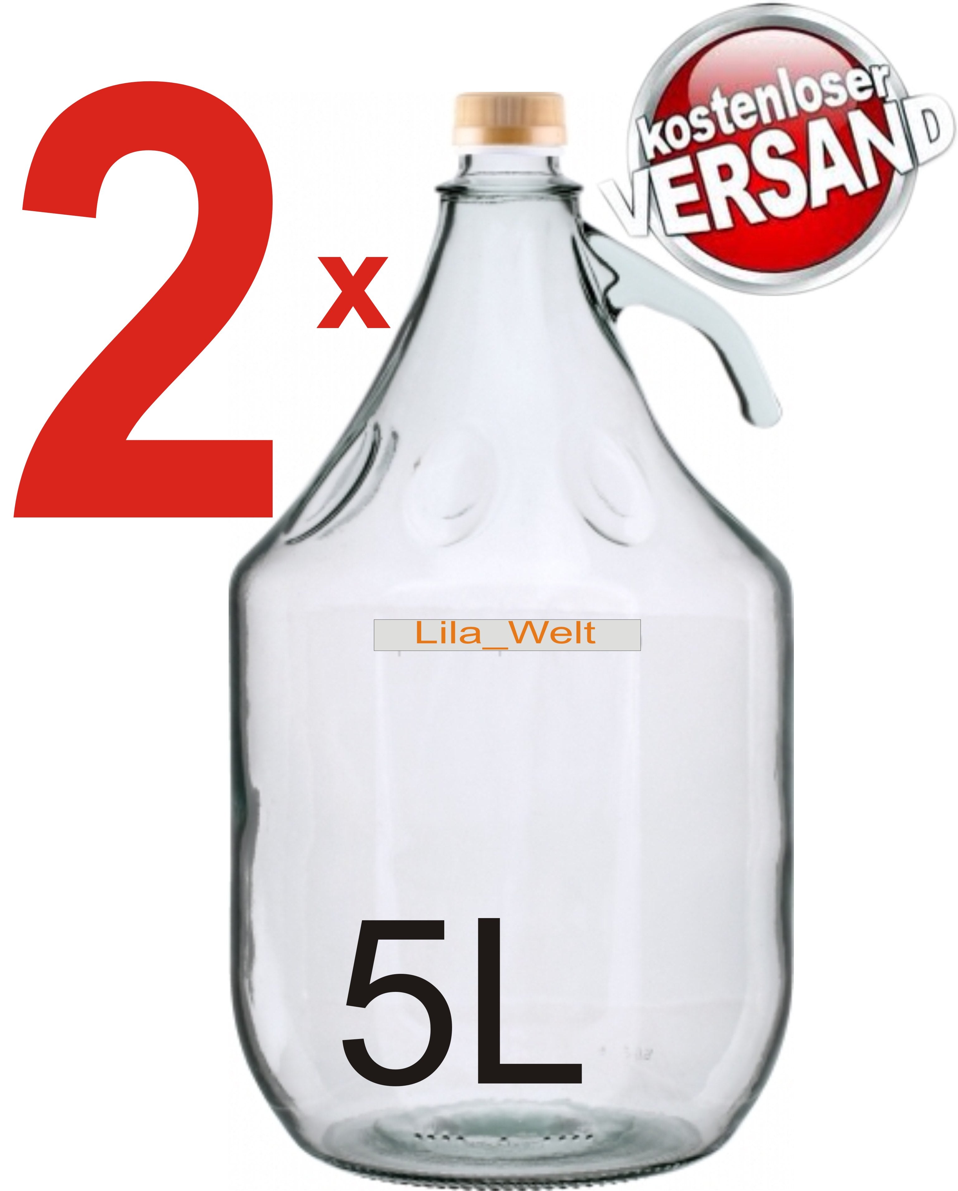 2 x 5L Glasballon mit Schraubverschluss
