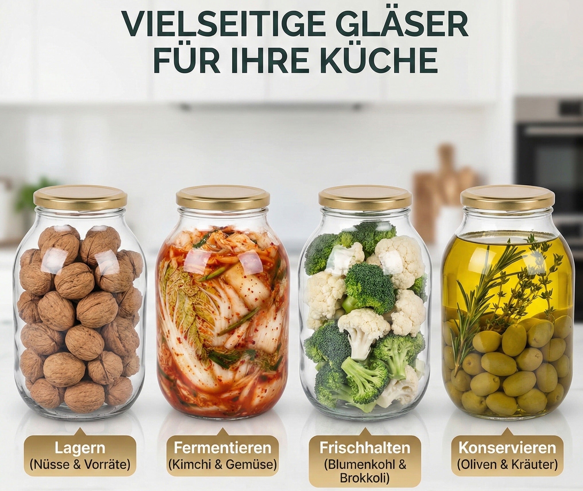 3L  Einmachglas mit Metalldeckel und Beschwerer – Ideal für Fermentierung, Konservierung
