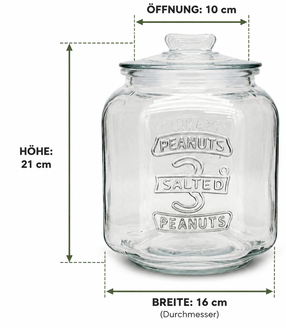 3,4L Vorratsglas mit Glasdeckel – Salted Peanuts