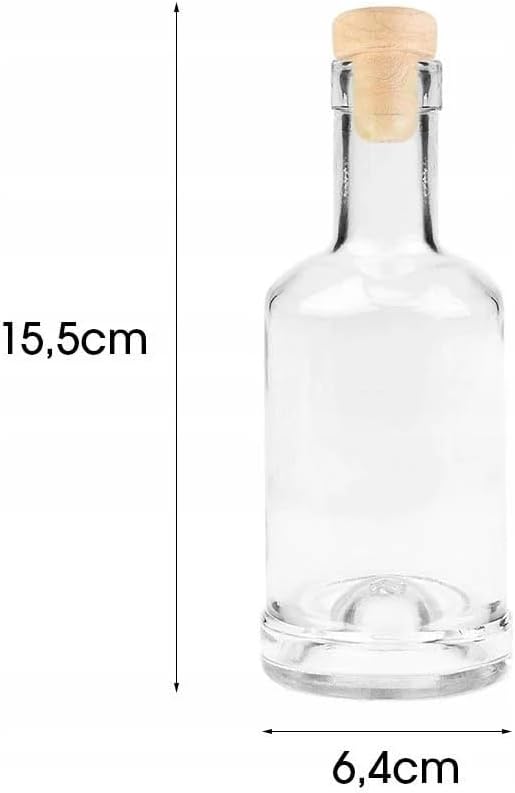 5x 250ml Glasflaschen Set mit Naturkorken – Leere Flaschen für Likör, Öl & Essig