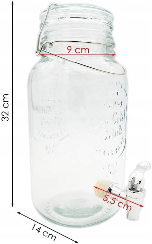 3,5L Getränkespender mit Zapfhahn & Deckel – Glasbehälter für Party & Limonade