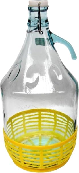 6 x SET - 5L Bügelflasche + Stopfen + Gärröhrchen + Plastikkorb