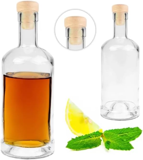 5x 250ml Glasflaschen Set mit Naturkorken – Leere Flaschen für Likör, Öl & Essig