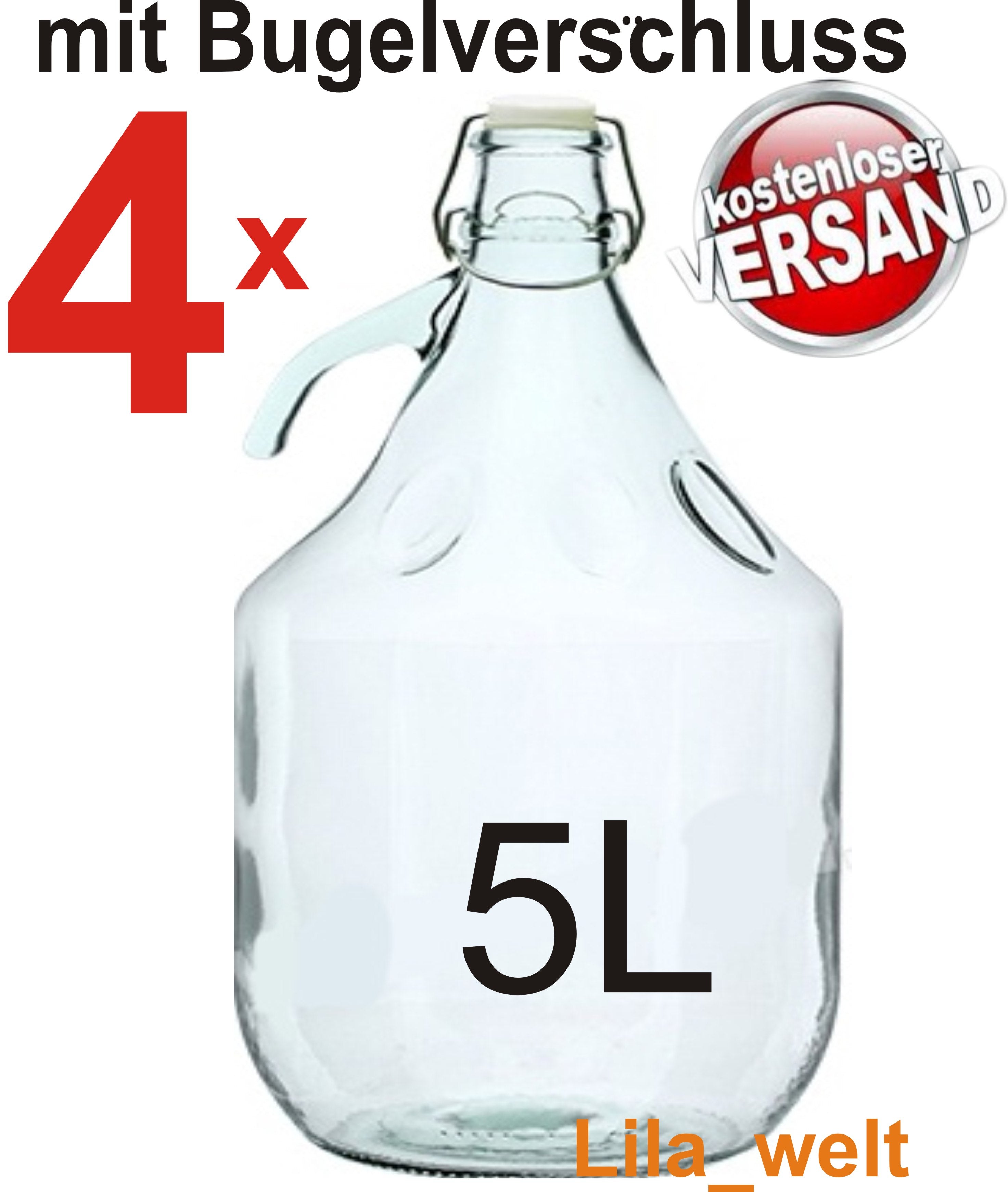 4 x 5L Flasche mit Bügelverschluss