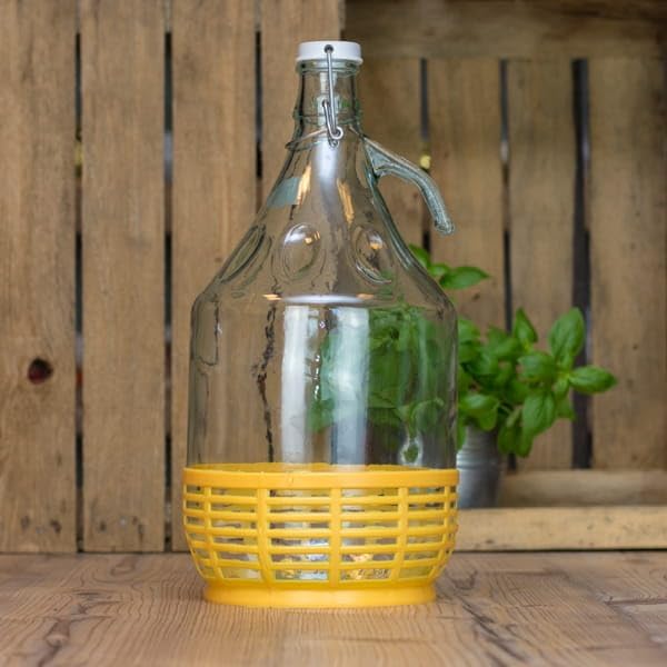 6 x SET - 5L Bügelflasche + Stopfen + Gärröhrchen + Plastikkorb