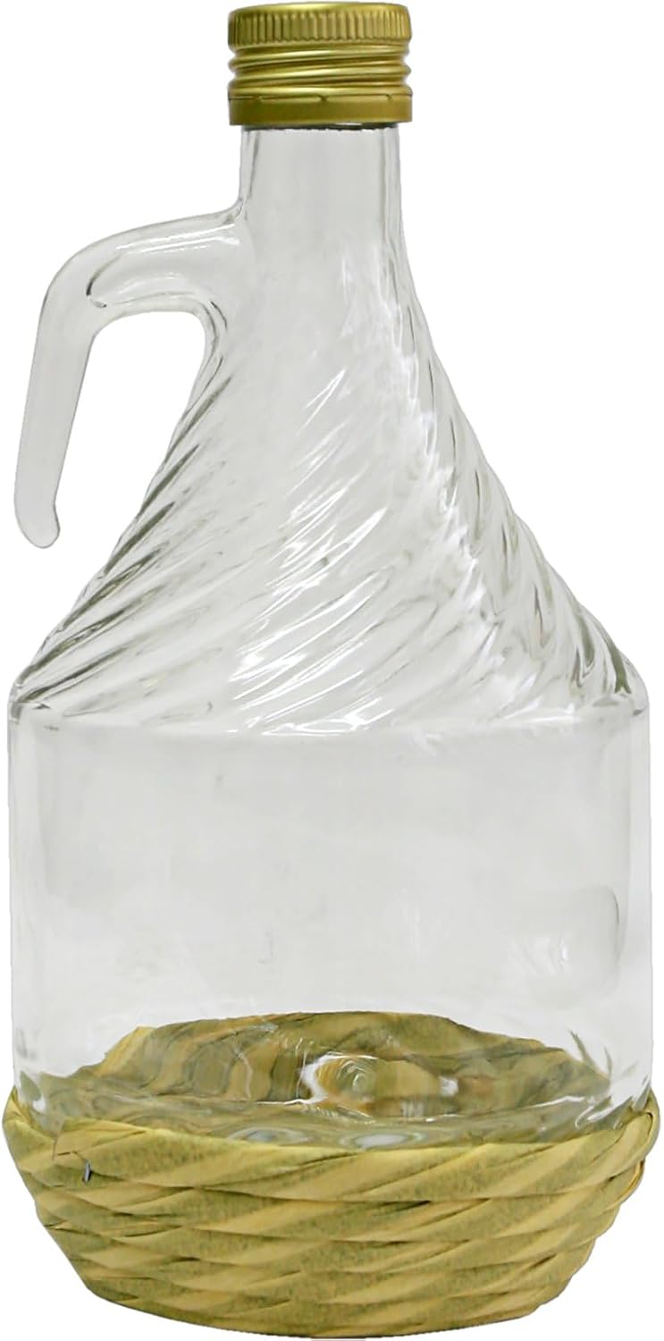 1 L Glasballon mit ECO Korb & Schraubverschluss – Für Wein, Likör & Säfte