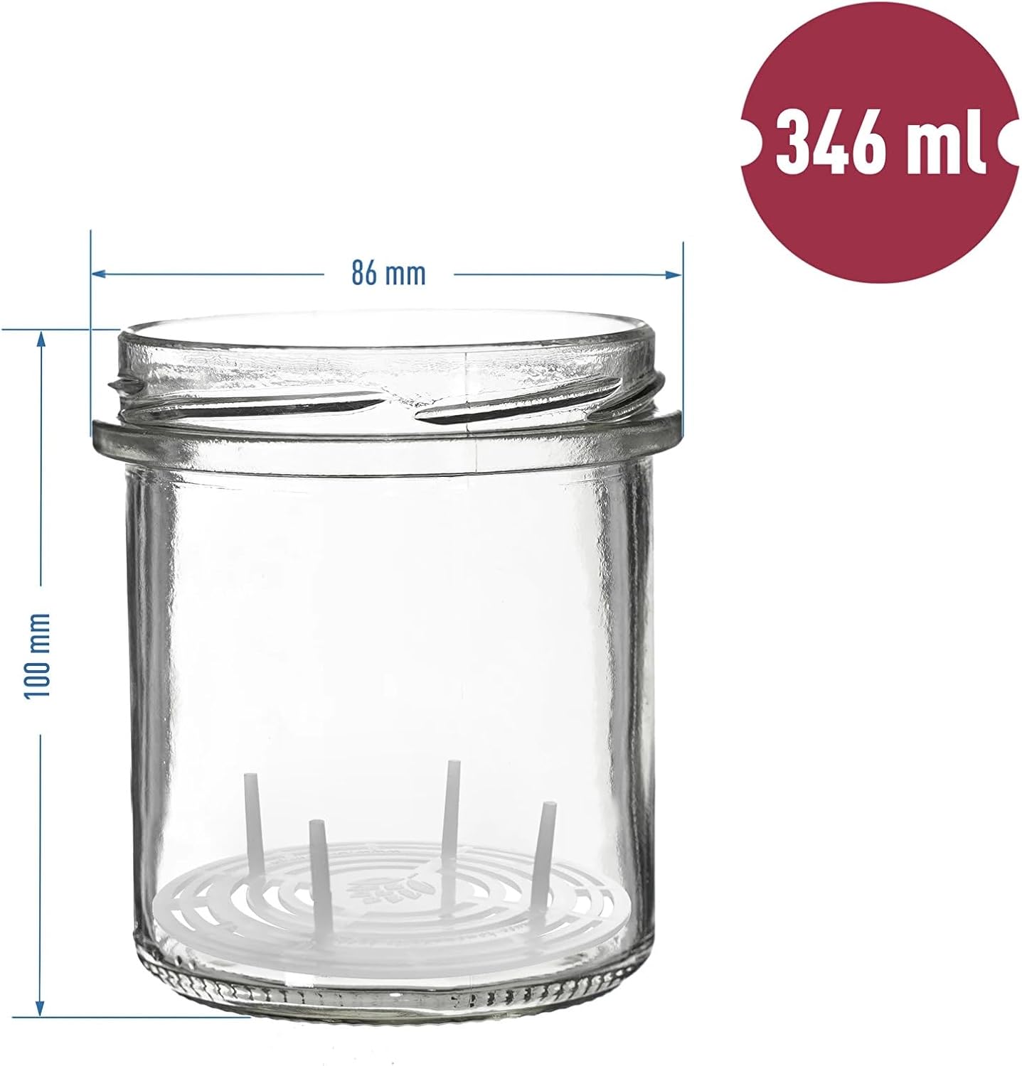 6x 346ml Einmachgläser Set mit Press-Element & bunten Deckeln – Gläser zum Einlegen & Pasteurisieren