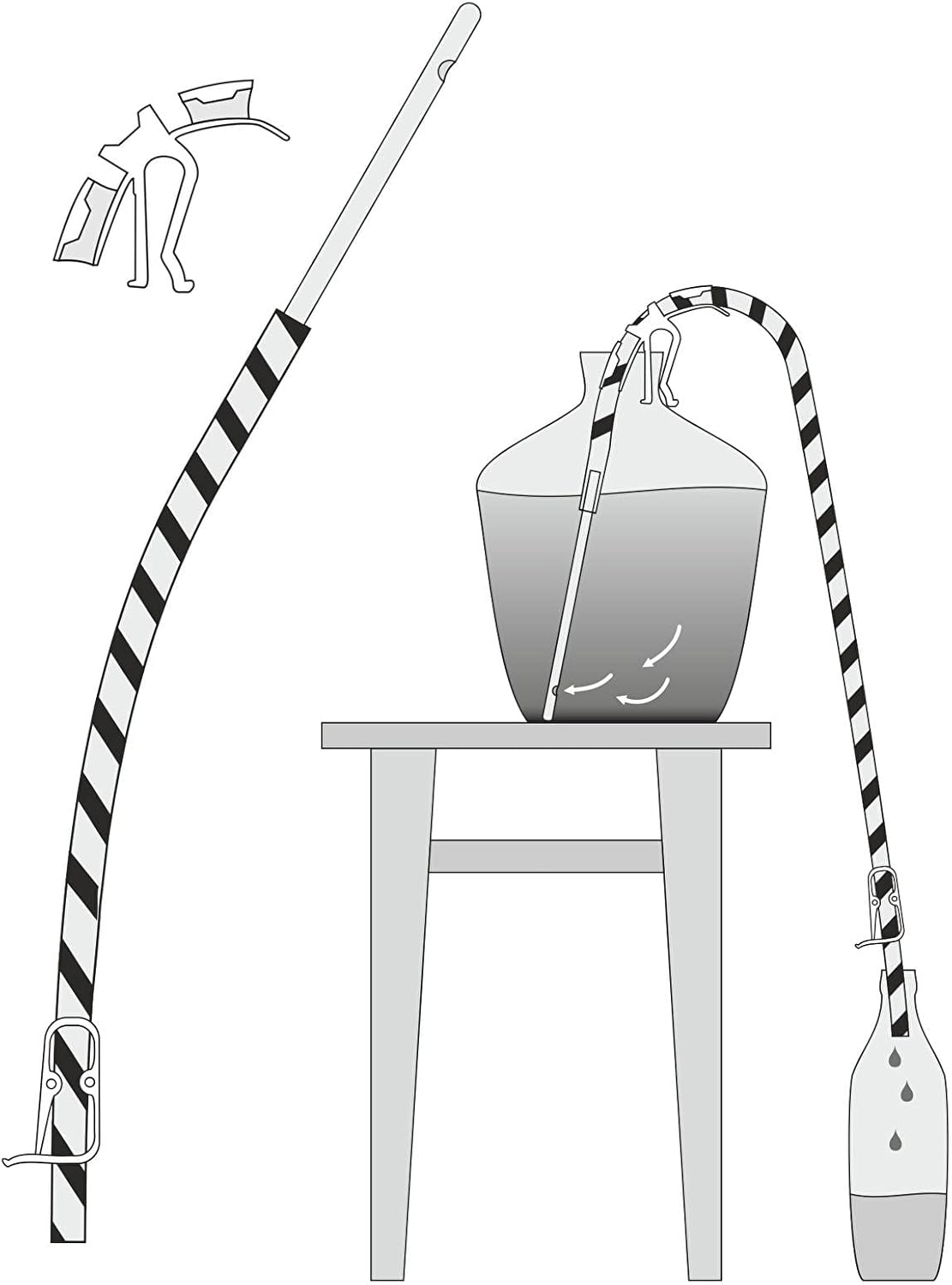 Set zum Weinabfüllen mit Griff und Klemme
