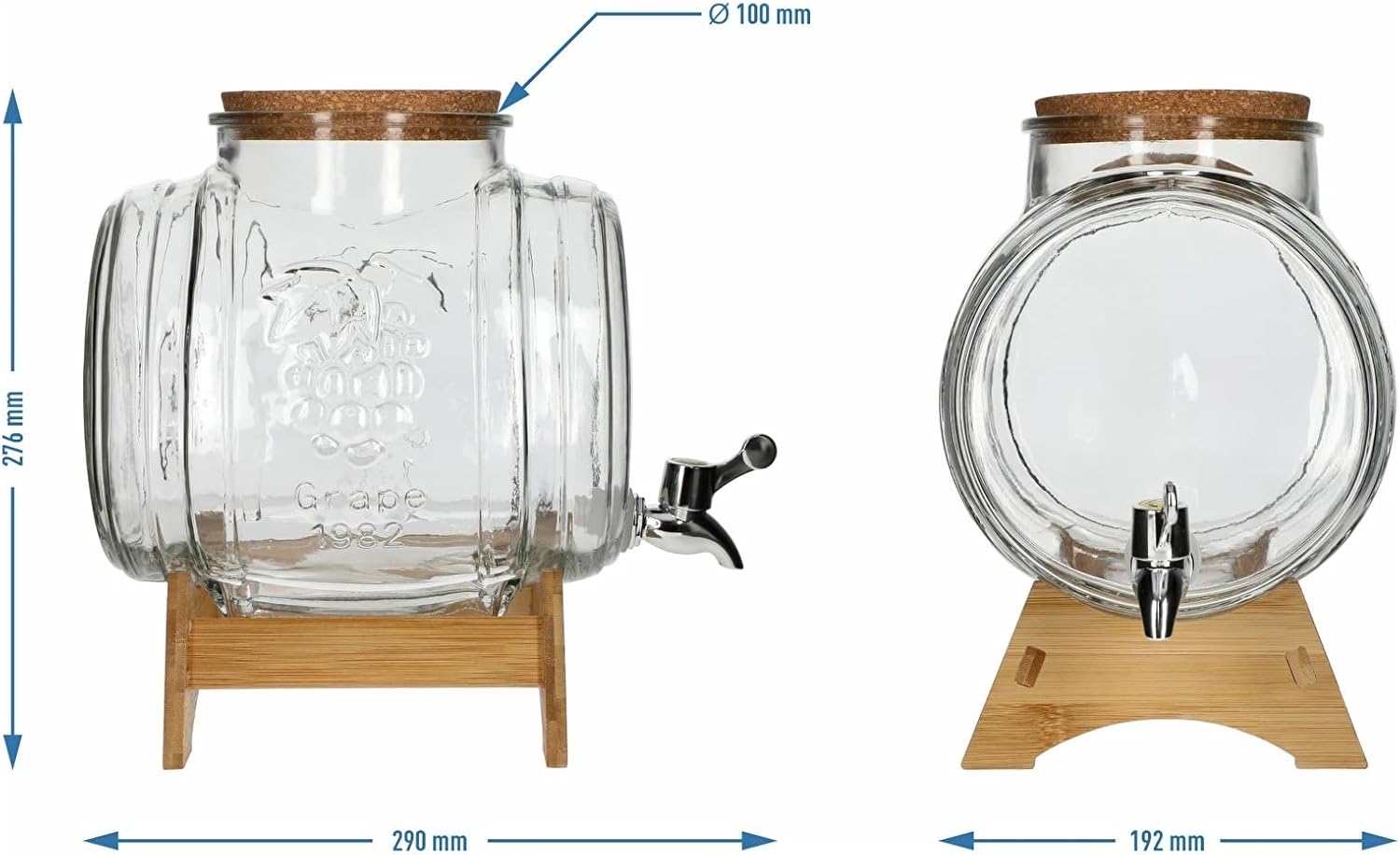 5L Glasfass mit Zapfhahn & Deckel – Dekoratives Likörfass & Getränkespender