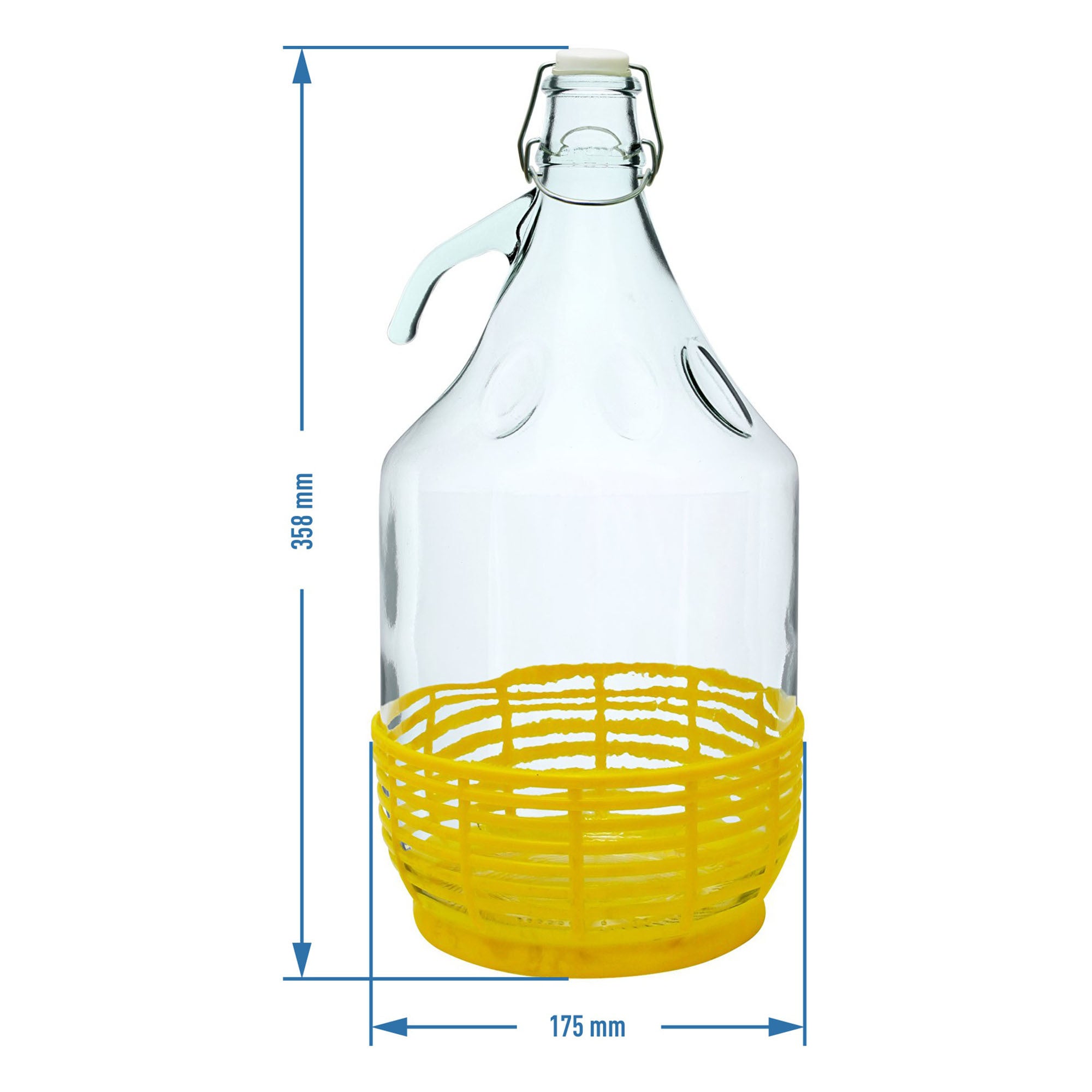 1 x 5L Flasche mit Bügelverschluss und Kunstofkorb