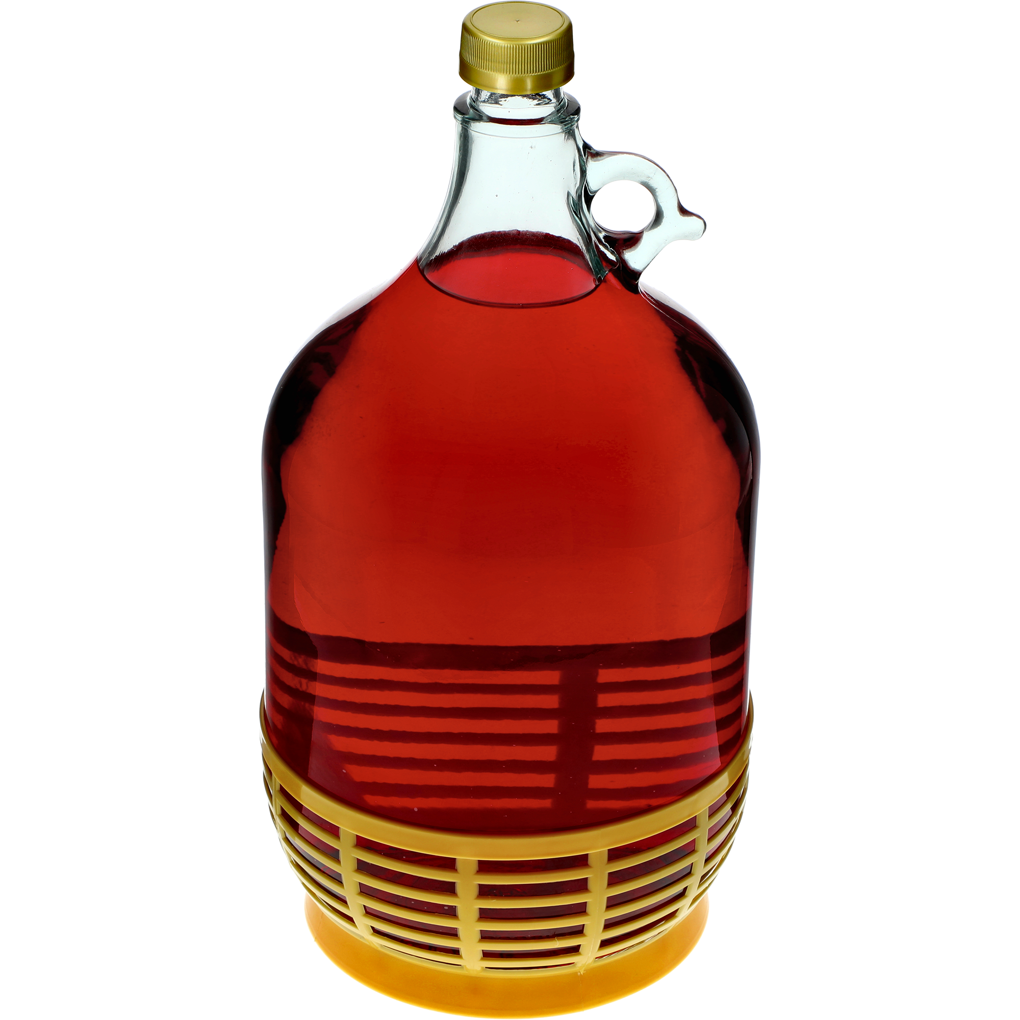 1 x 5L Glasflasche mit Ringgriff, Schutzkorb und Schraubverschluss