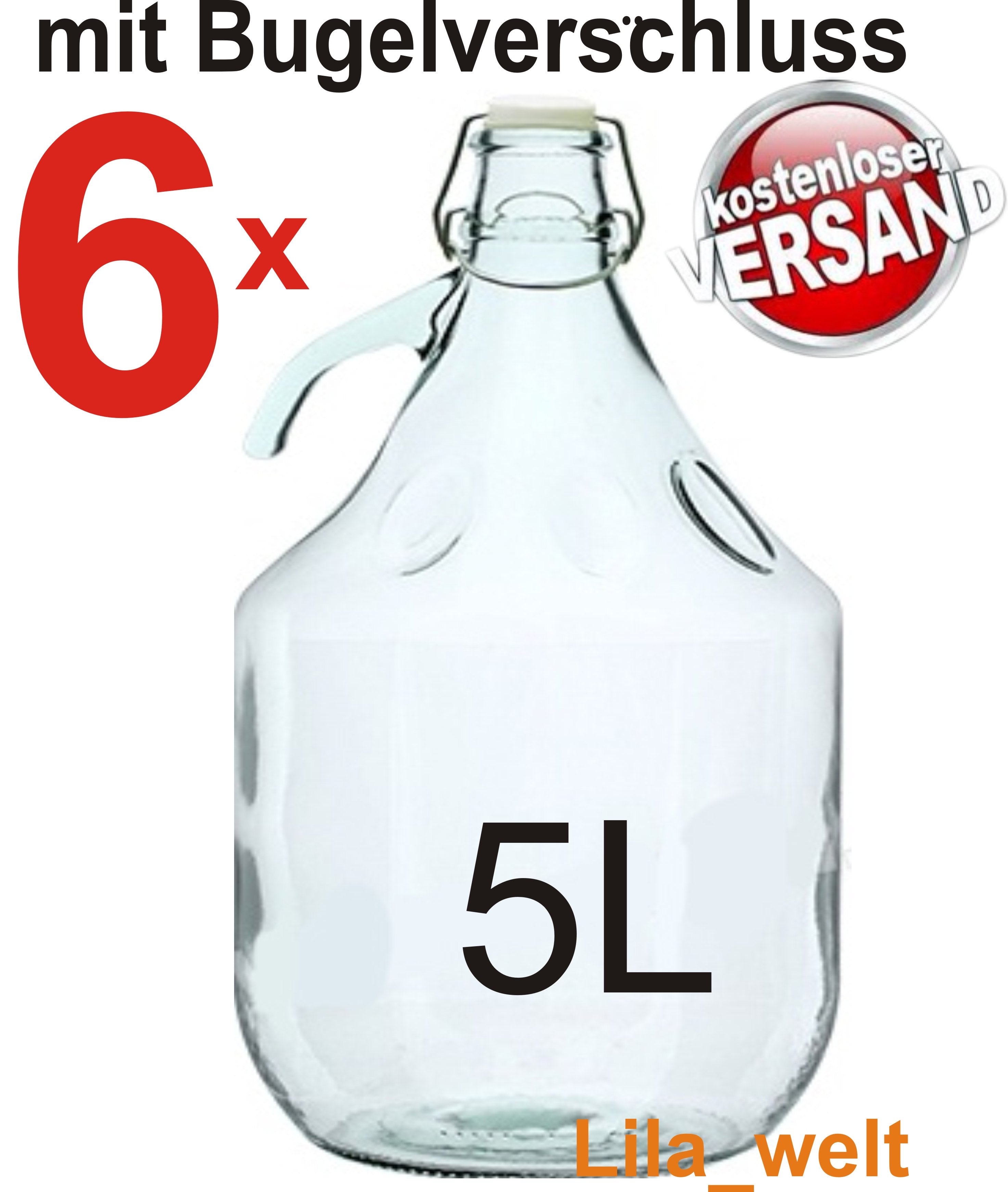 6 x 5L Flasche mit Bügelverschluss