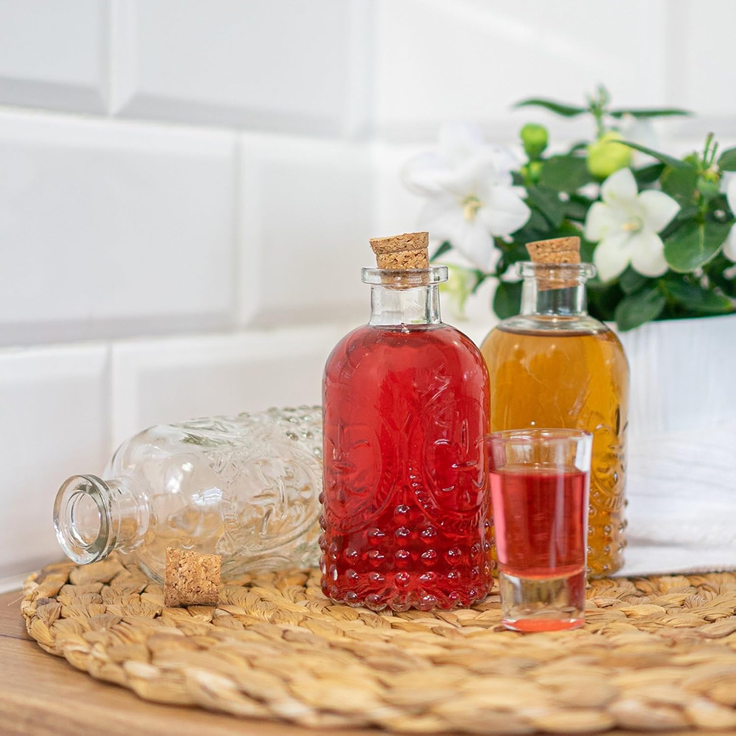 4X Glasflaschen 240 ml + korken
