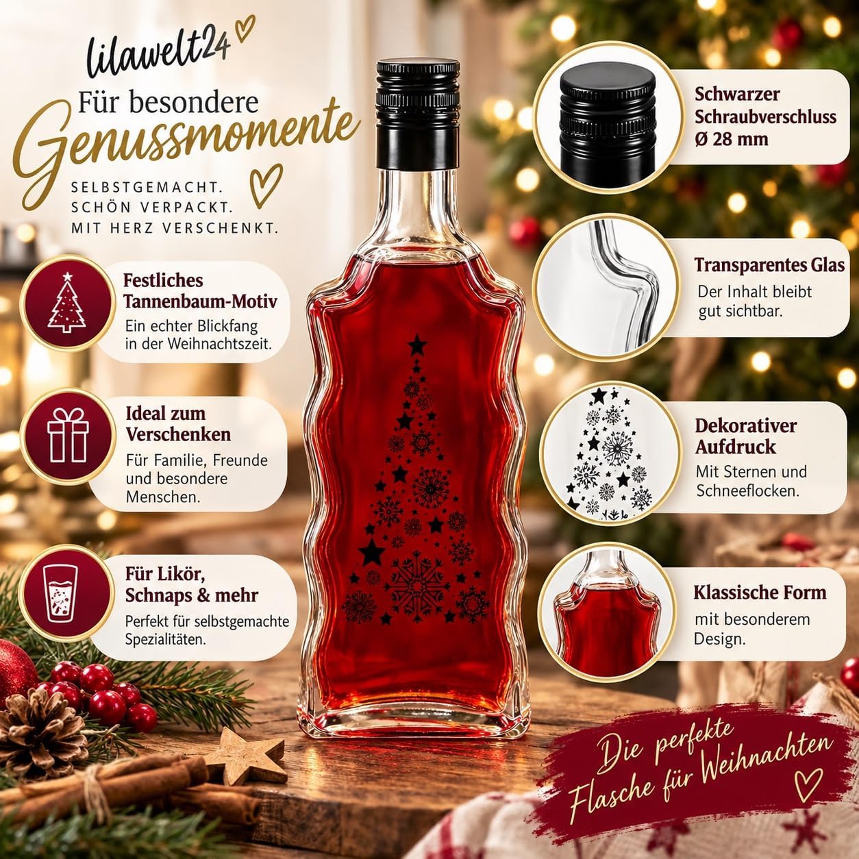 6x 500ml Weihnachtsflaschen