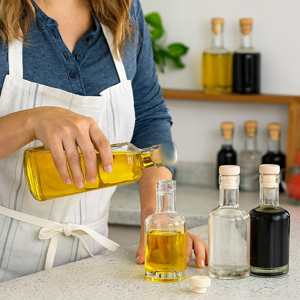 5x 250ml Glasflaschen Set mit Naturkorken – Leere Flaschen für Likör, Öl & Essig