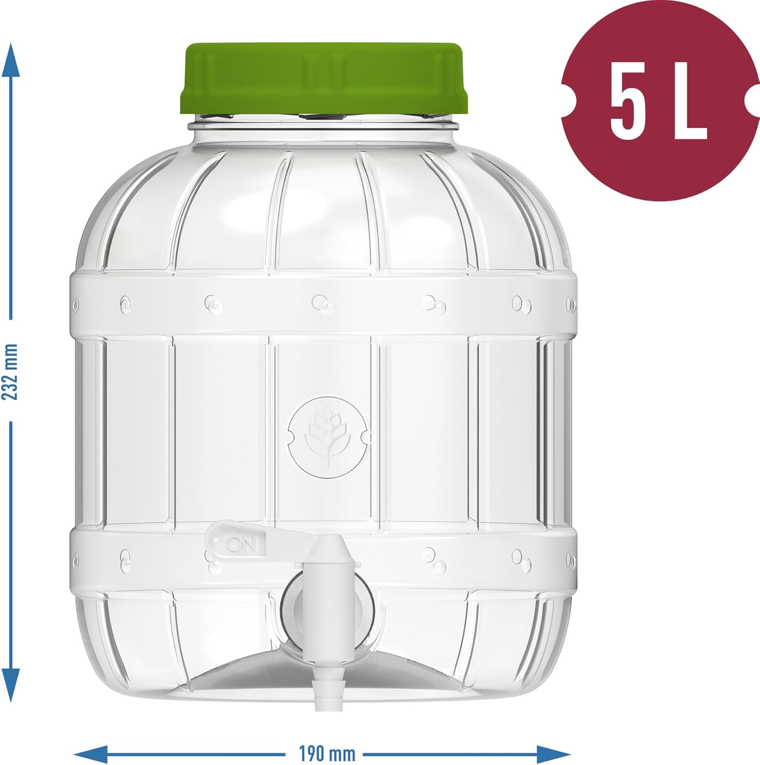 5 L Getränkespender aus PET mit Zapfhahn – für Wein, Saft & Limonaden
