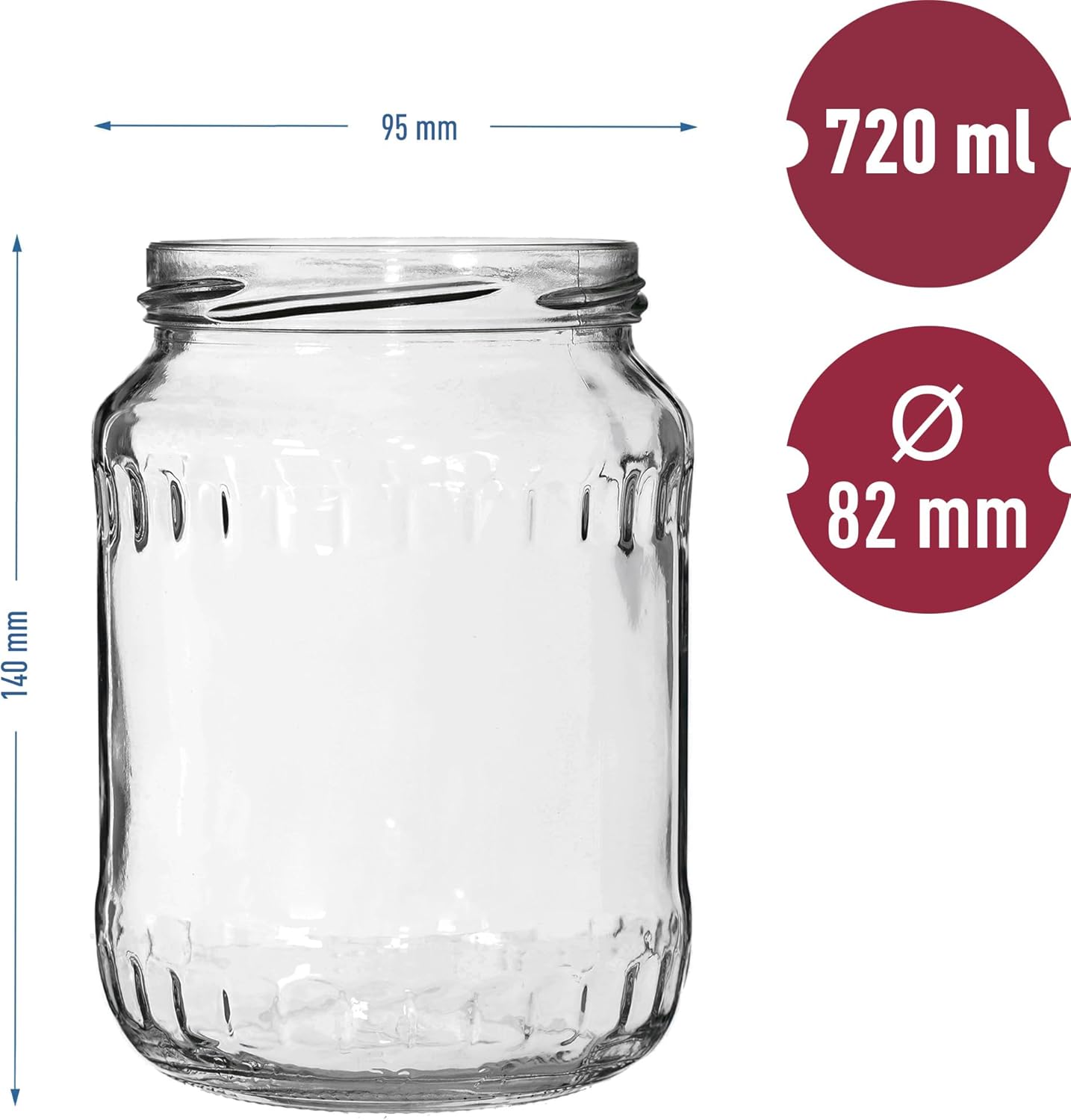 6 Stück Vorratsgläser| Füllmenge 720 ml
