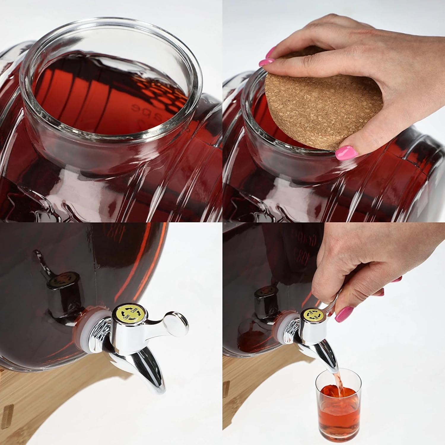 5L Glasfass mit Zapfhahn & Deckel – Dekoratives Likörfass & Getränkespender