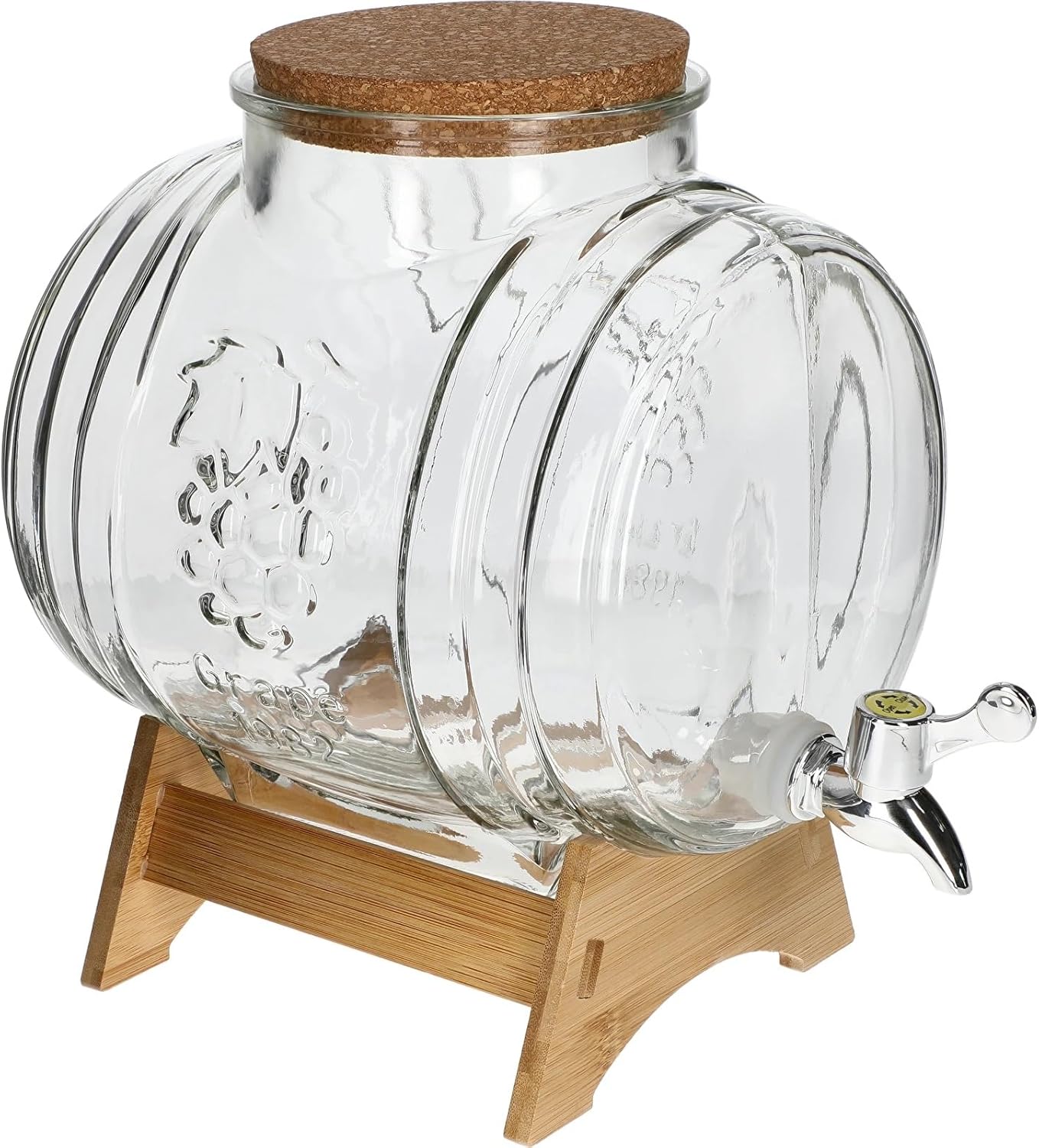 5L Glasfass mit Zapfhahn & Deckel – Dekoratives Likörfass & Getränkespender