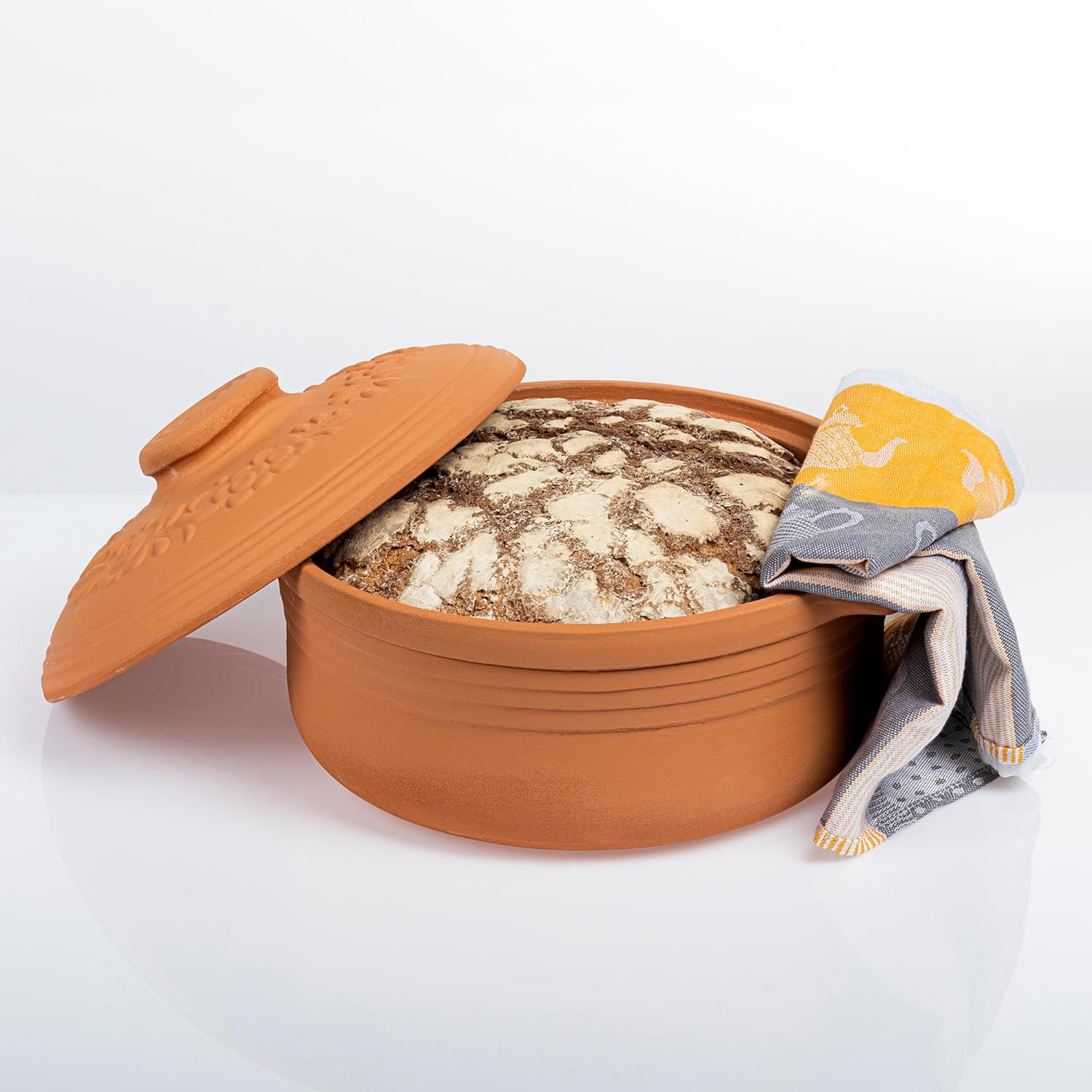 Oval Tonbräter 4 L aus Naturton – Für gesundes, fettfreies Kochen & Backen