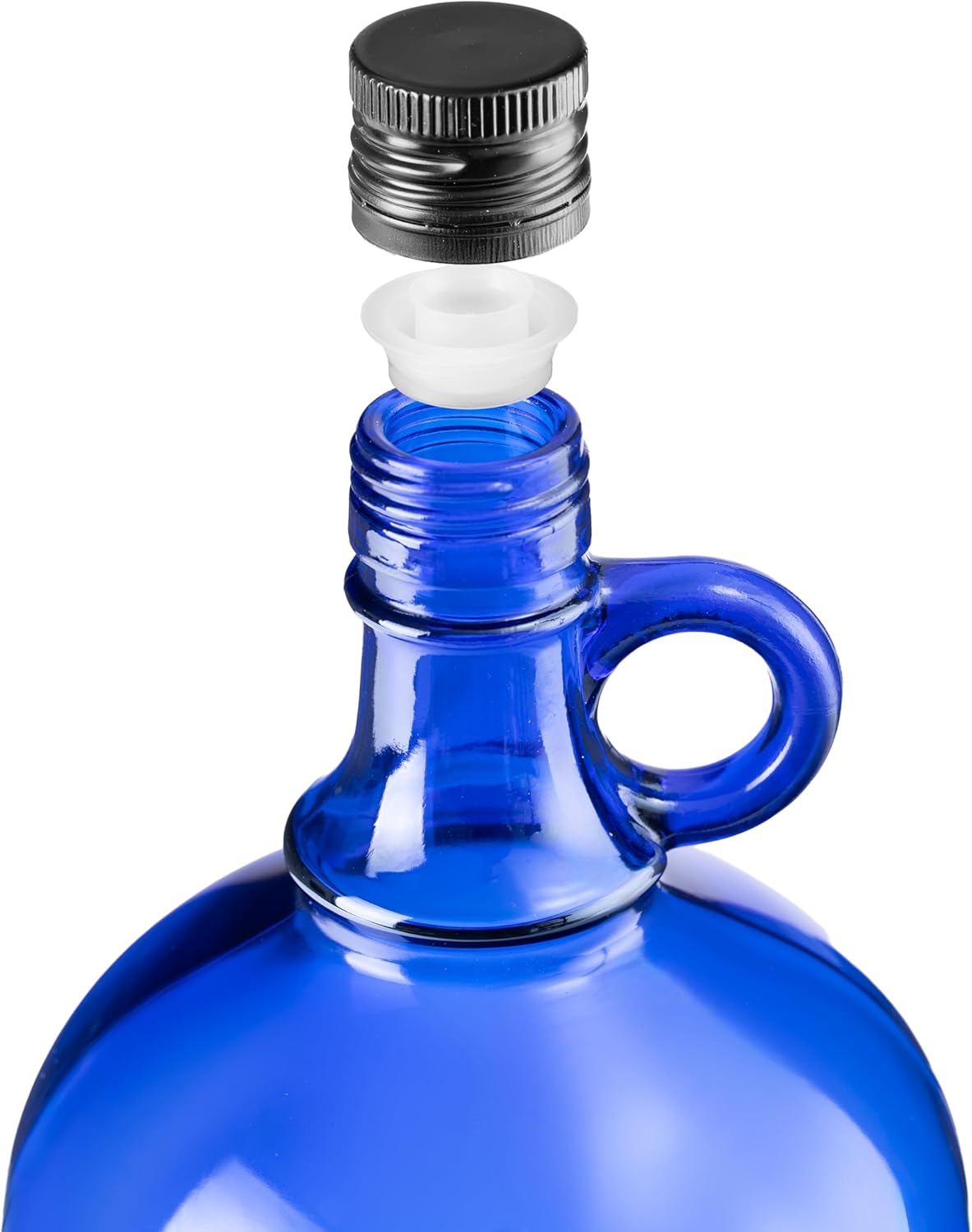 1L Blaue Glasflasche mit integriertem Ausgießer & Schraubverschluss
