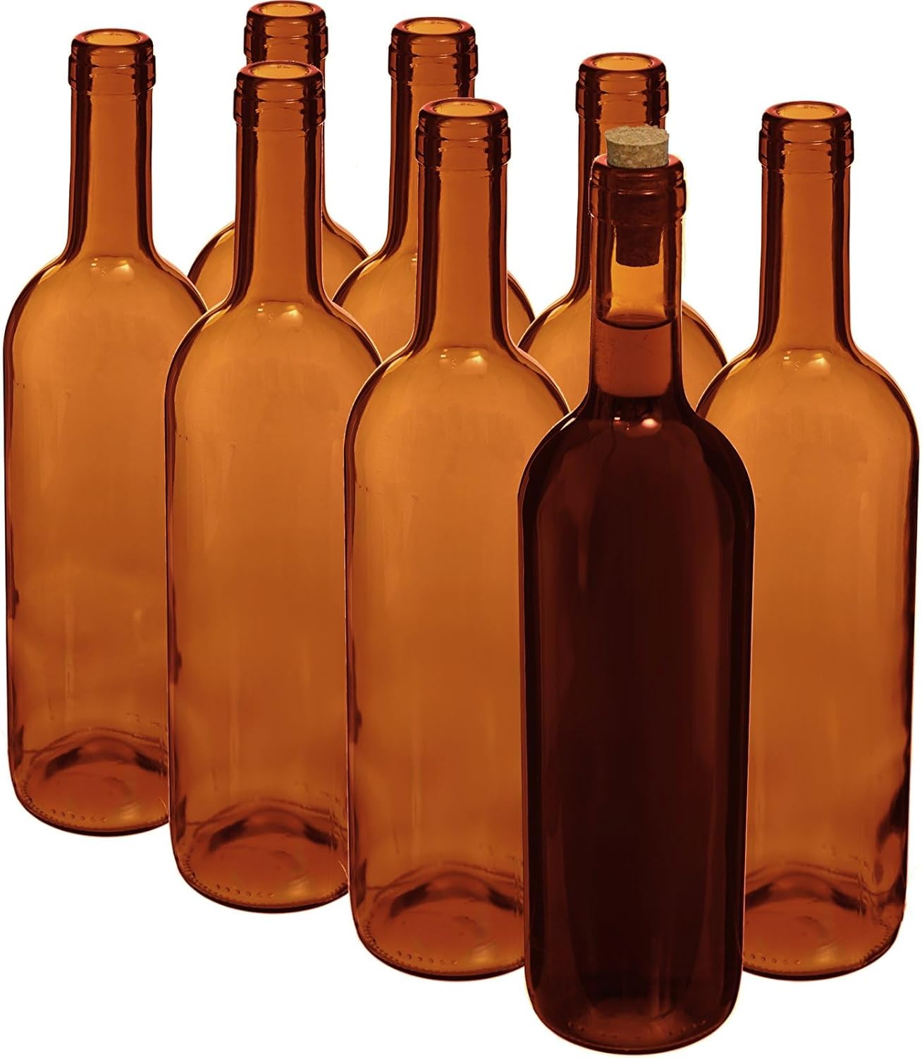 8x 0,75 L Weinflasche aus Glas/Braune Glasflasche