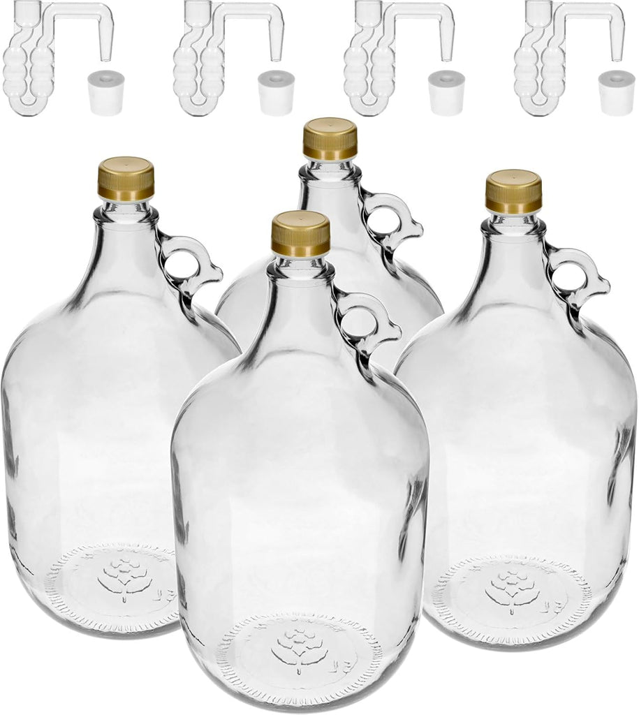 4x Gärballon aus Glas 5L mit Stopfen & Gärröhrchen – lilawelt24