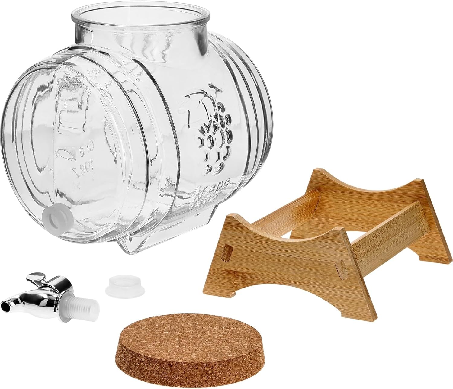 5L Glasfass mit Zapfhahn & Deckel – Dekoratives Likörfass & Getränkespender