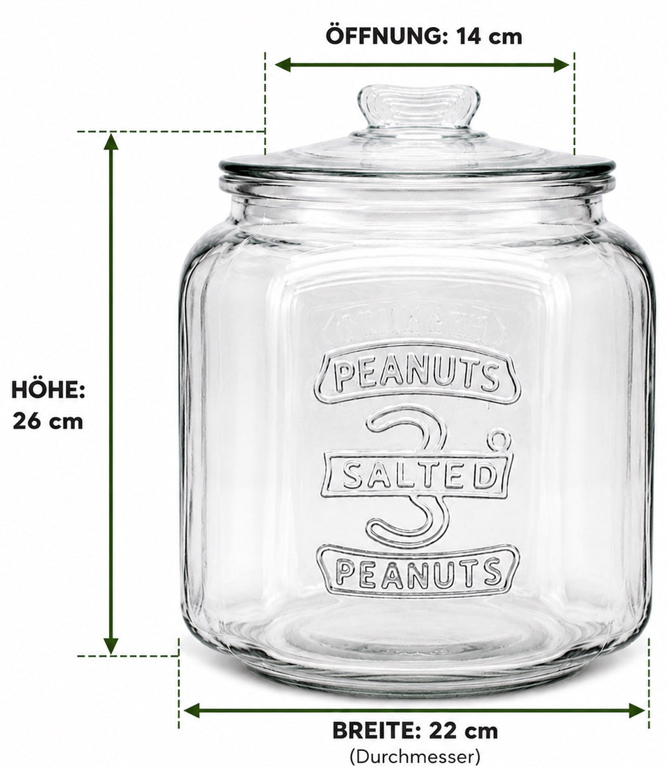 7L Vorratsglas mit Glasdeckel – Salted Peanuts