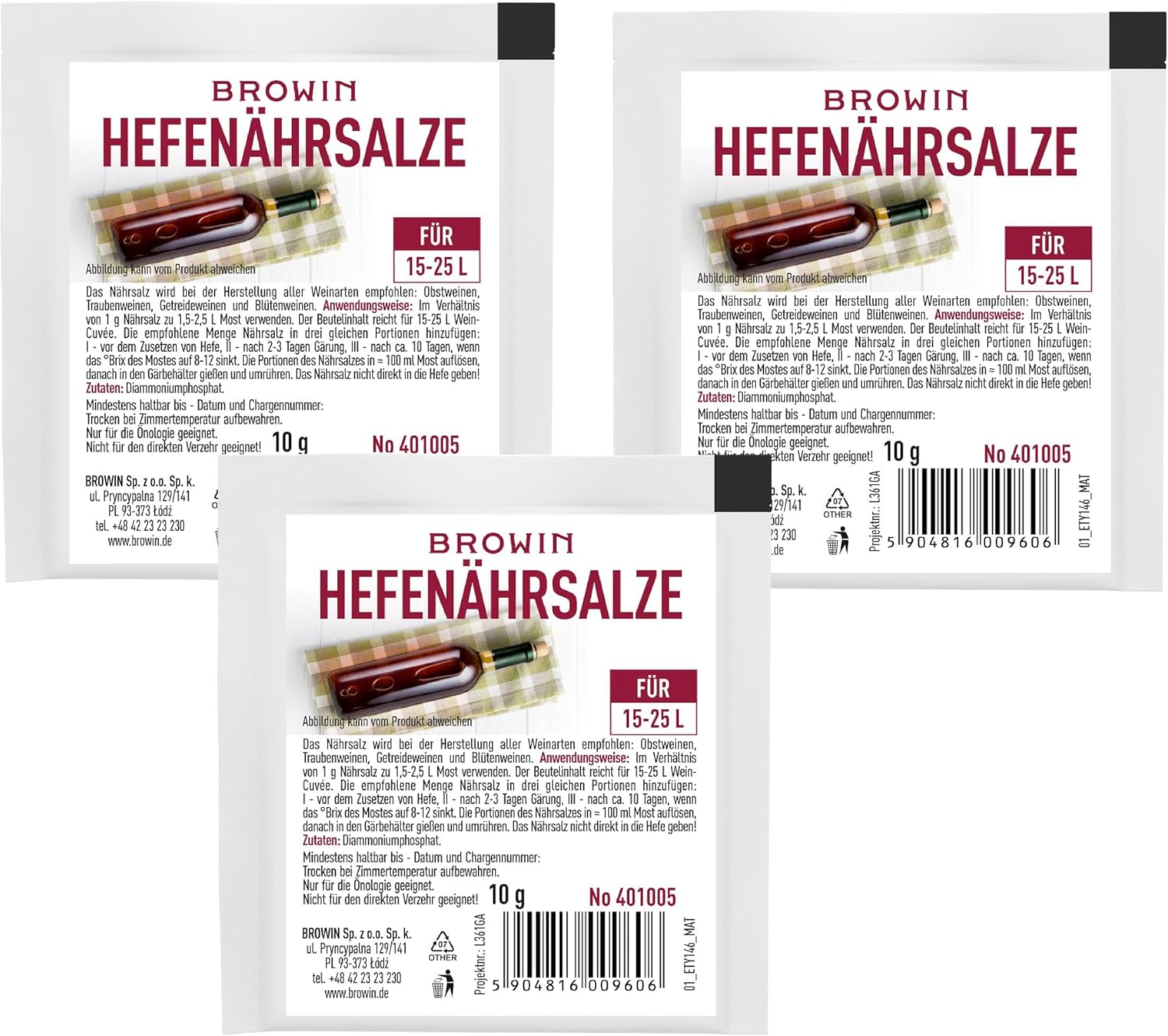 3x 10g Hefenährsalz - für alle Weinsorte universal